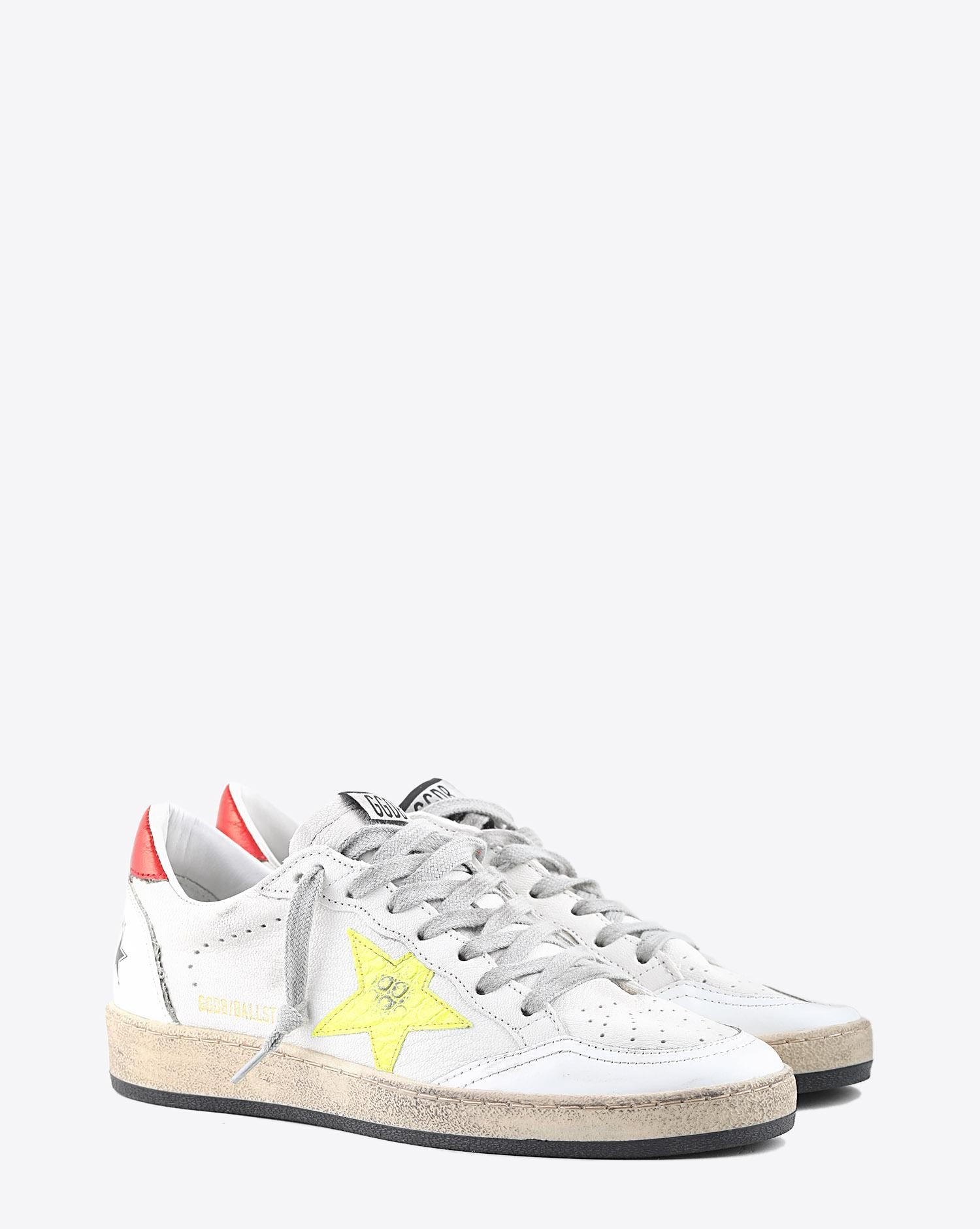 Golden Goose Woman Pré-Collection Ball Star - White Leather Yellow Fluo ...