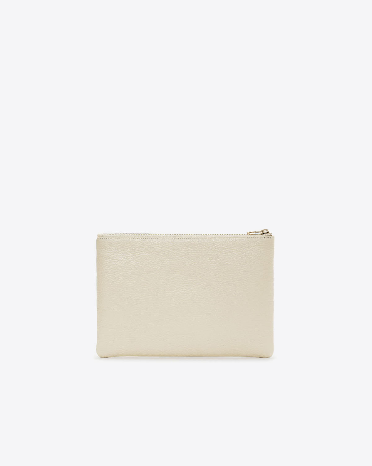 Pochette en cuir grainé écru logo ton sur ton AB Lili Anine Bing. Dos.