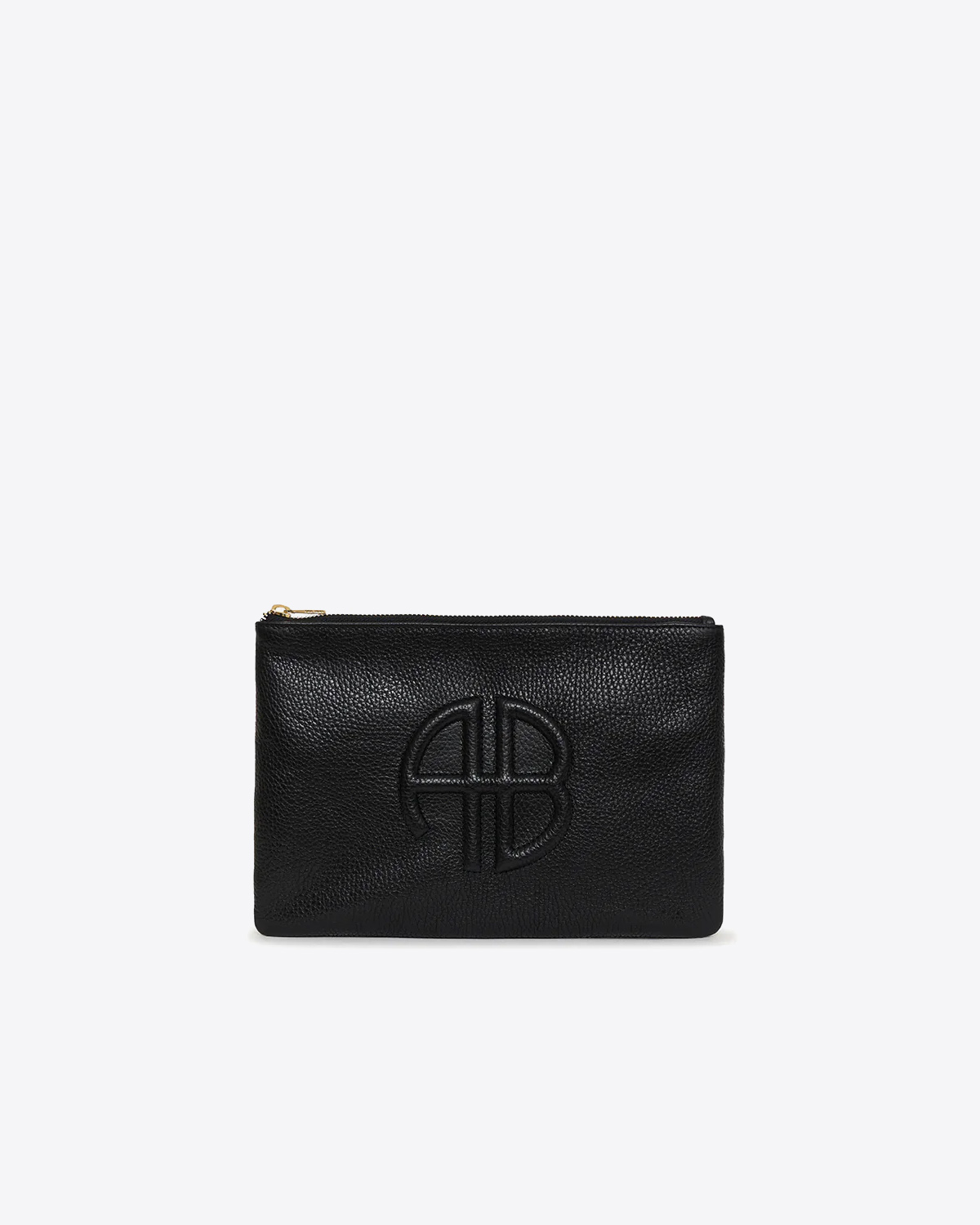 Pochette rectangulaire Lili en cuir noir Anine Bing. Vue face. 