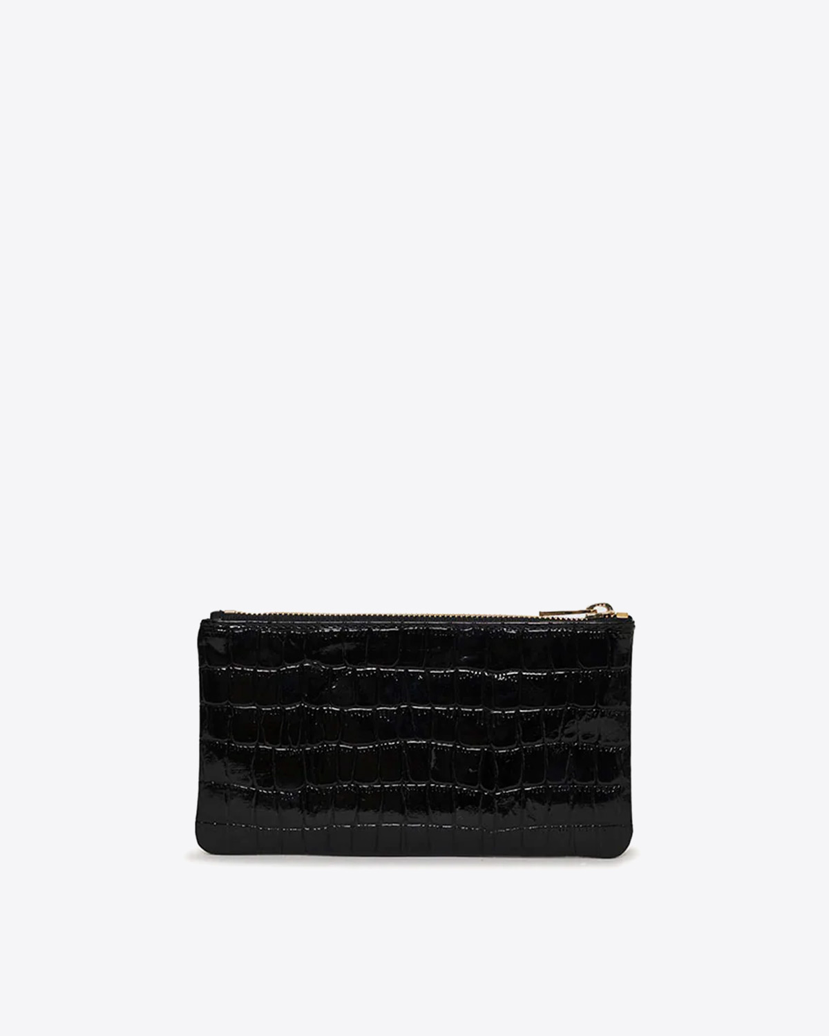 Pochette Elly Anine Bing en cuir vernis croco noir. 