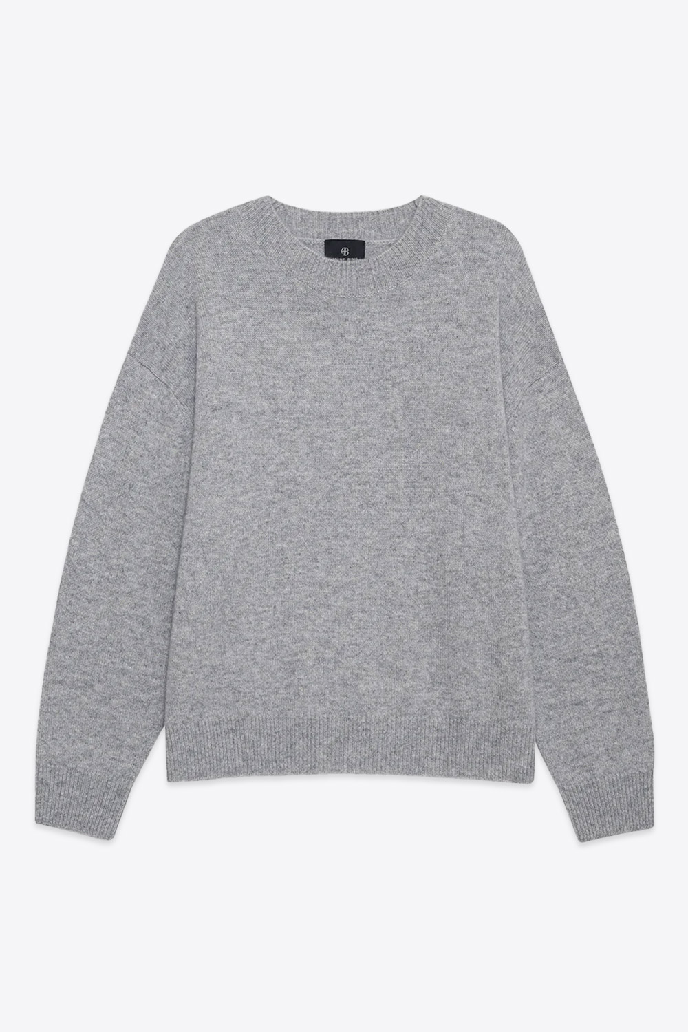 Pull en cachemire col rond gris chiné clair Lee Crew Anine Bing. Face.