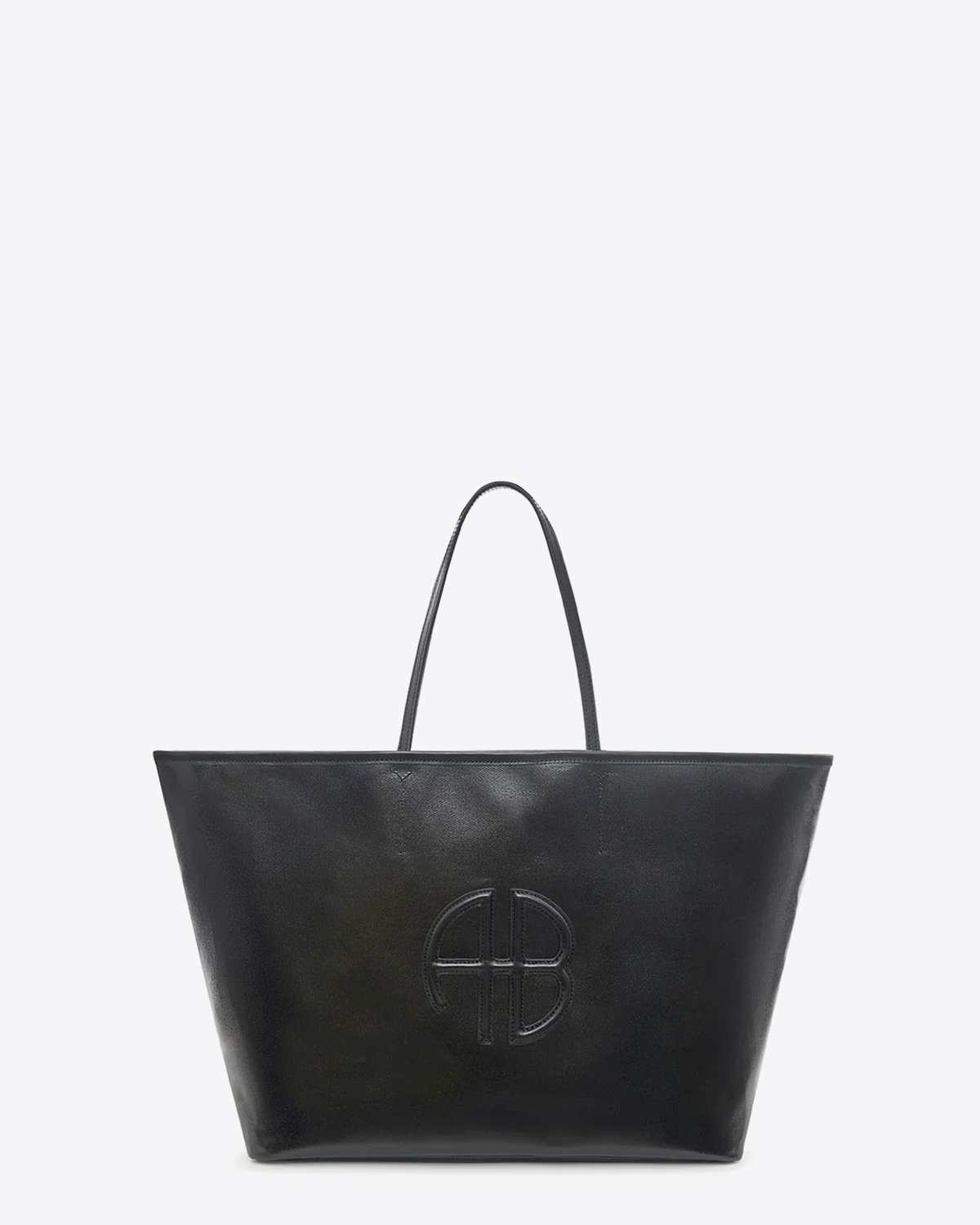 Sac cabas en toile enduite anses en cuir logo AB Emma Anine Bing. Face.