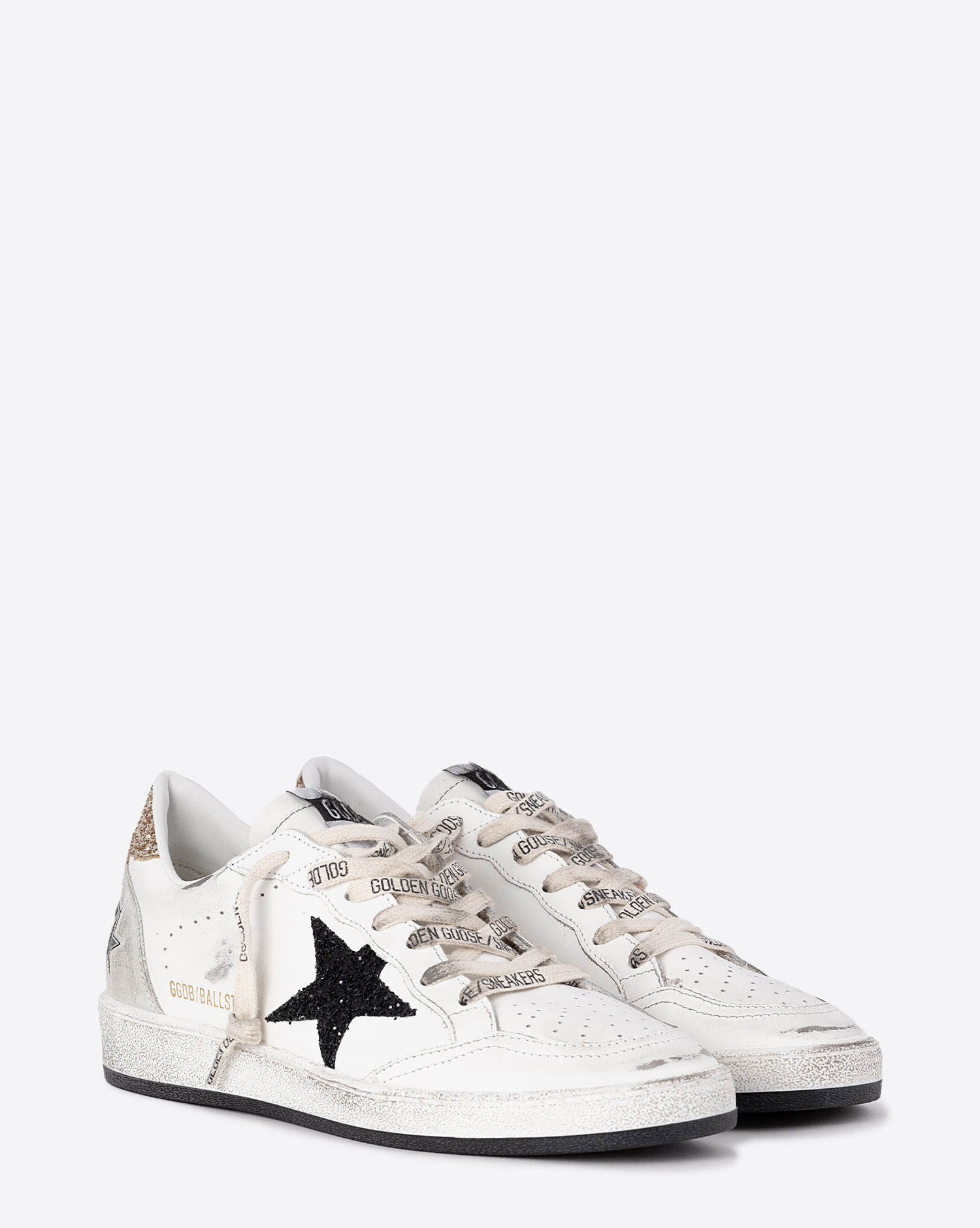 Golden Goose Femme Sneakers Ball Star Blanc Noir Or 10750