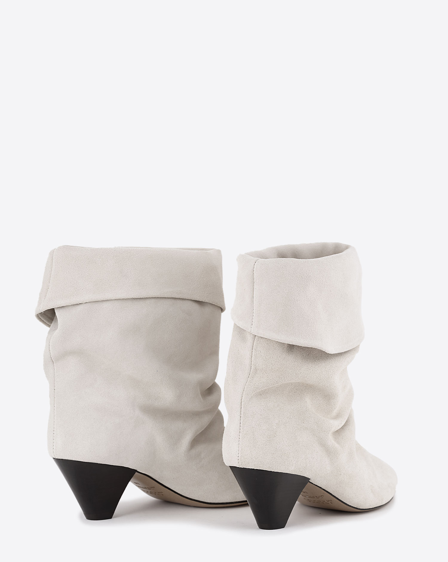 Boots à talons Ryska Isabel Marant en cuir suédé blanc. Vue arrière. 