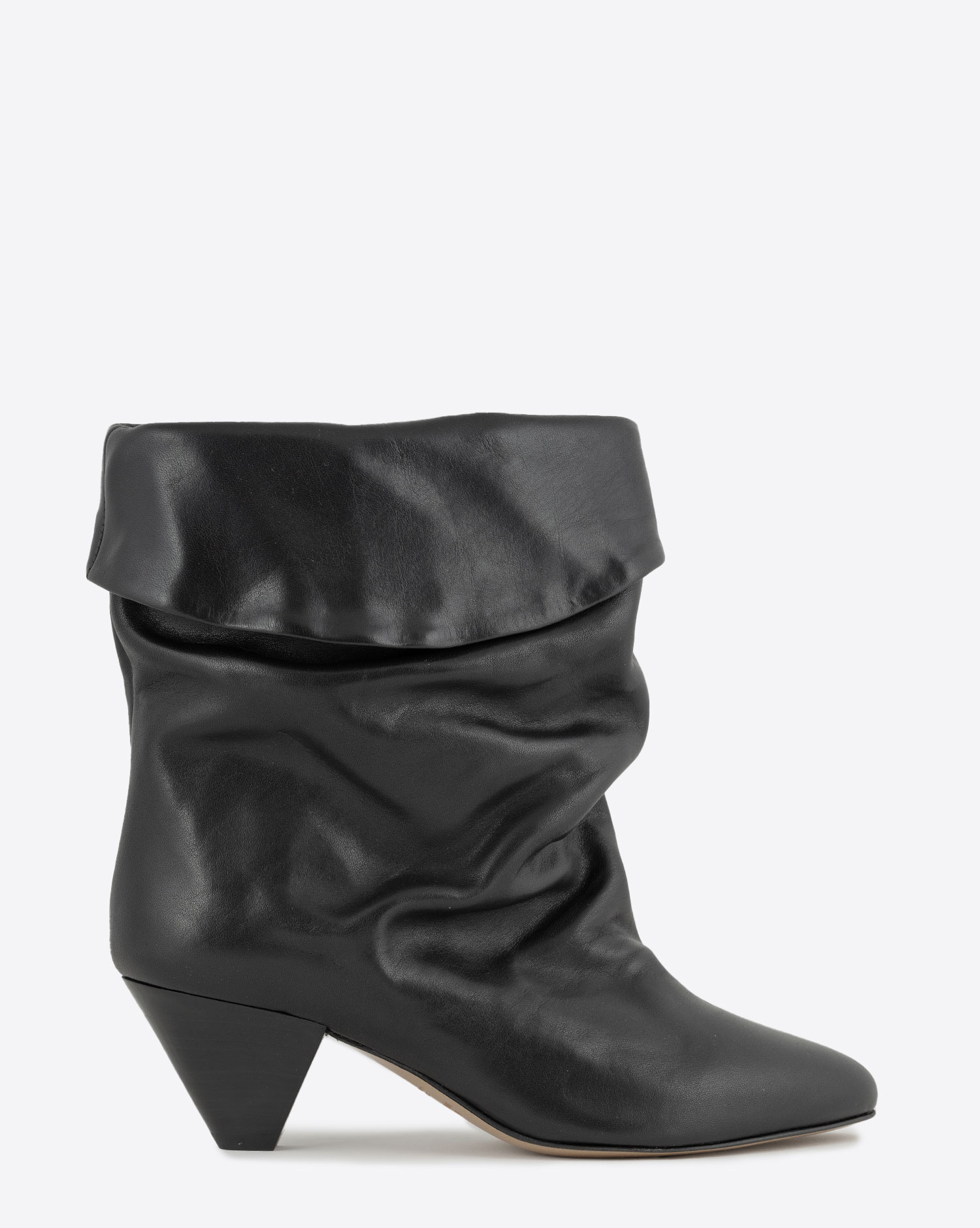 Boots à petits talons en cuir noir Ryska Isabel Marant. Profil. 