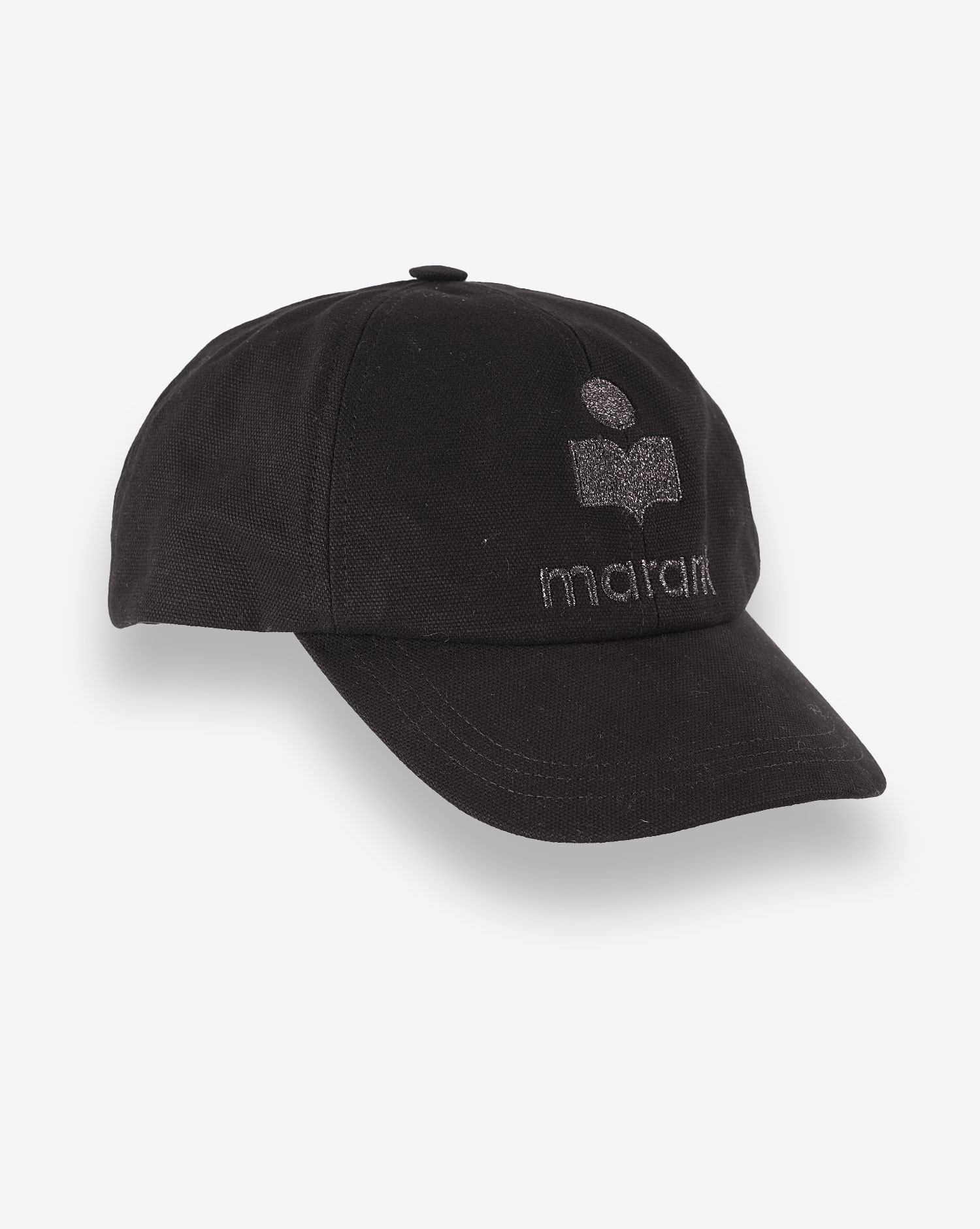 Casquette Tyron Isabel Marant en coton noir avec logo paillettes. 