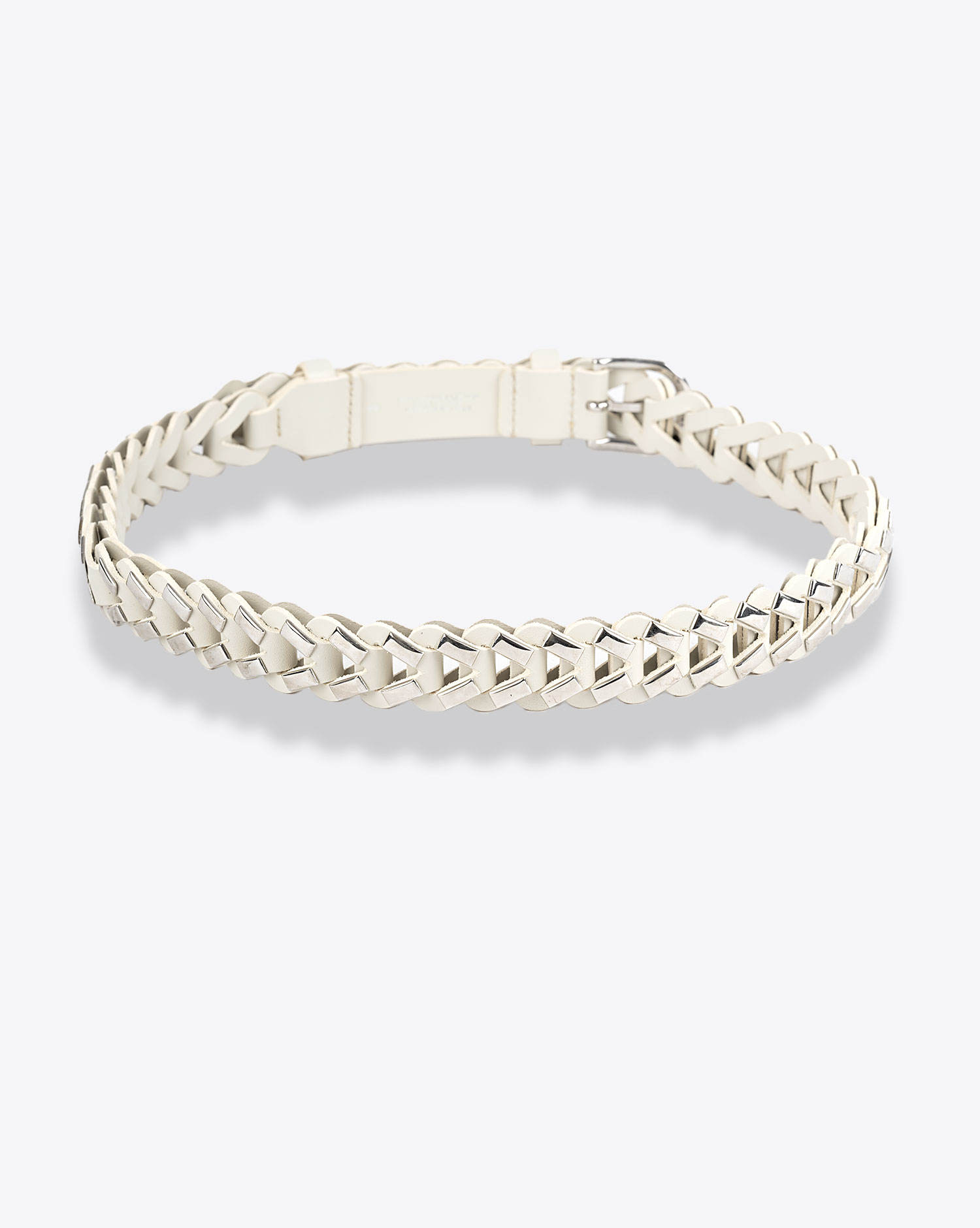 Ceinture fine tressée en cuir blanc et métal argenté Cetju Isabel Marant. Dos. 