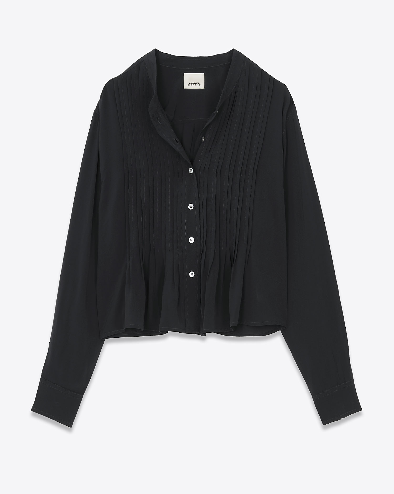 Chemise manches longues Adzara Isabel Marant Etoile noire. Vue face. 