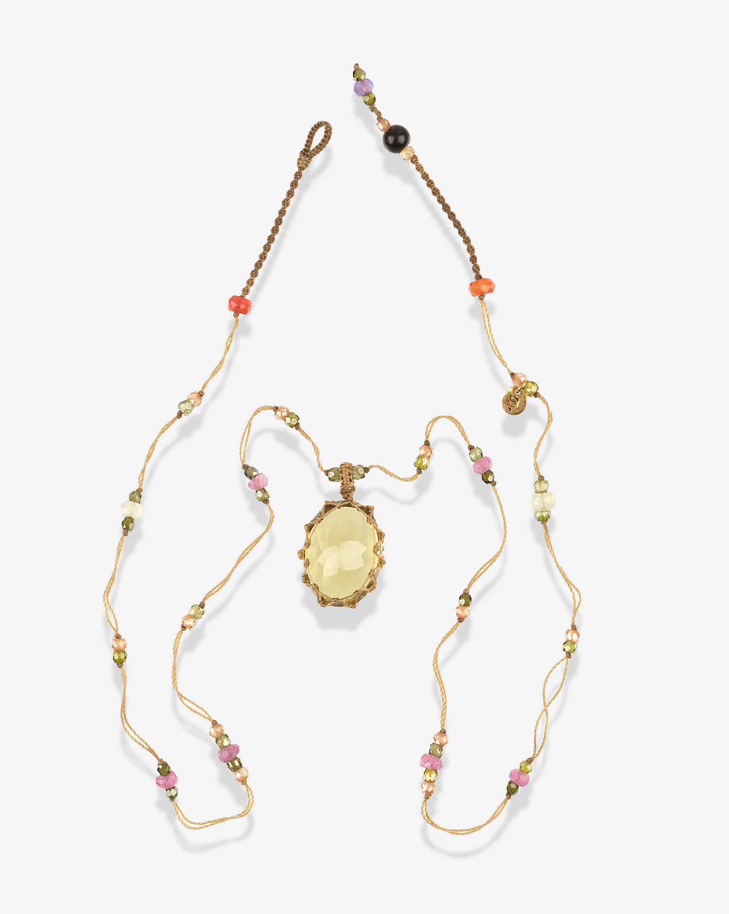 Sharing Collier Court Tibétain VVV Olive Quartz
