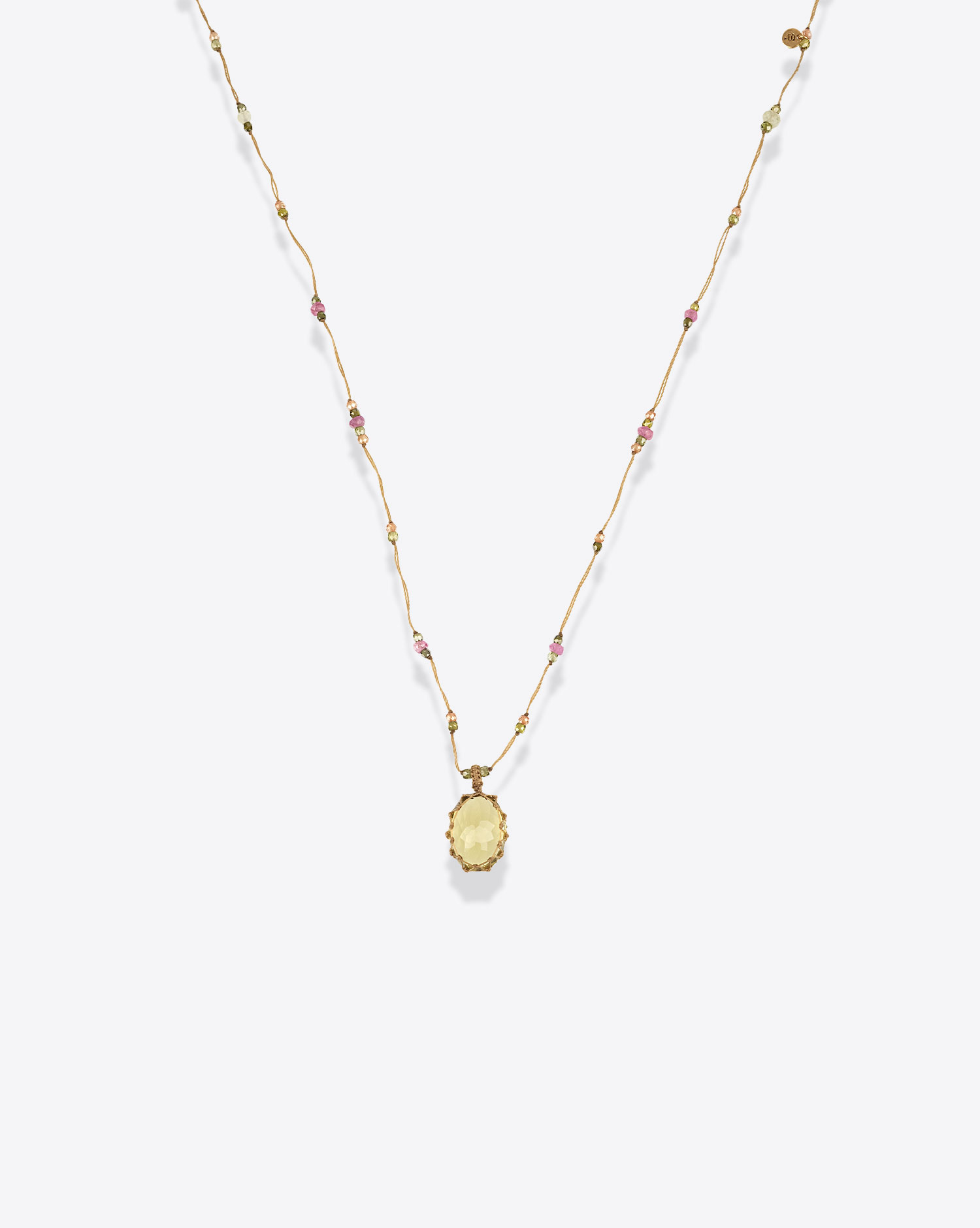 Sharing Collier Court Tibétain VVV Olive Quartz
