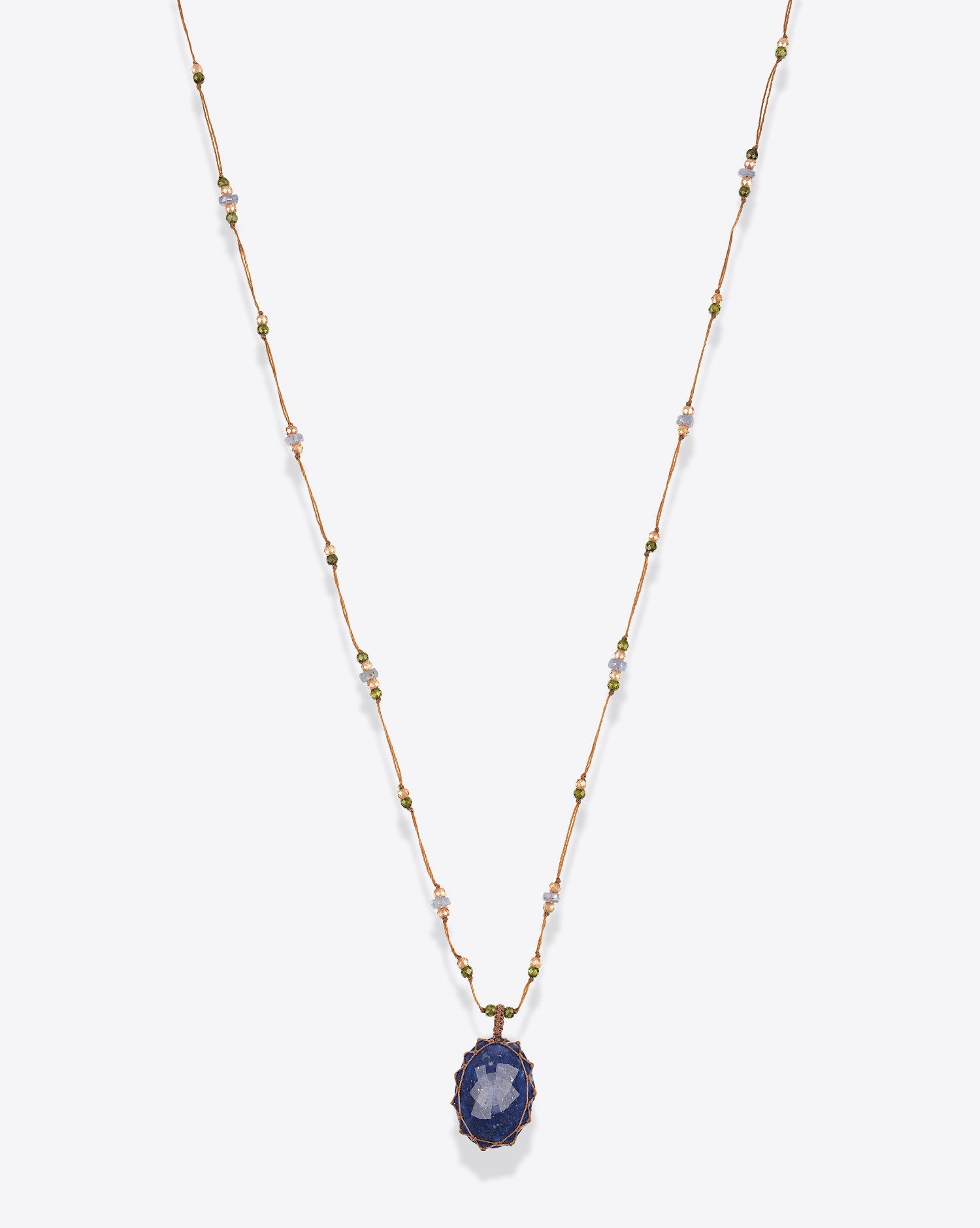 Collier Long Tibétain VV Sharing avec pierre Lapis