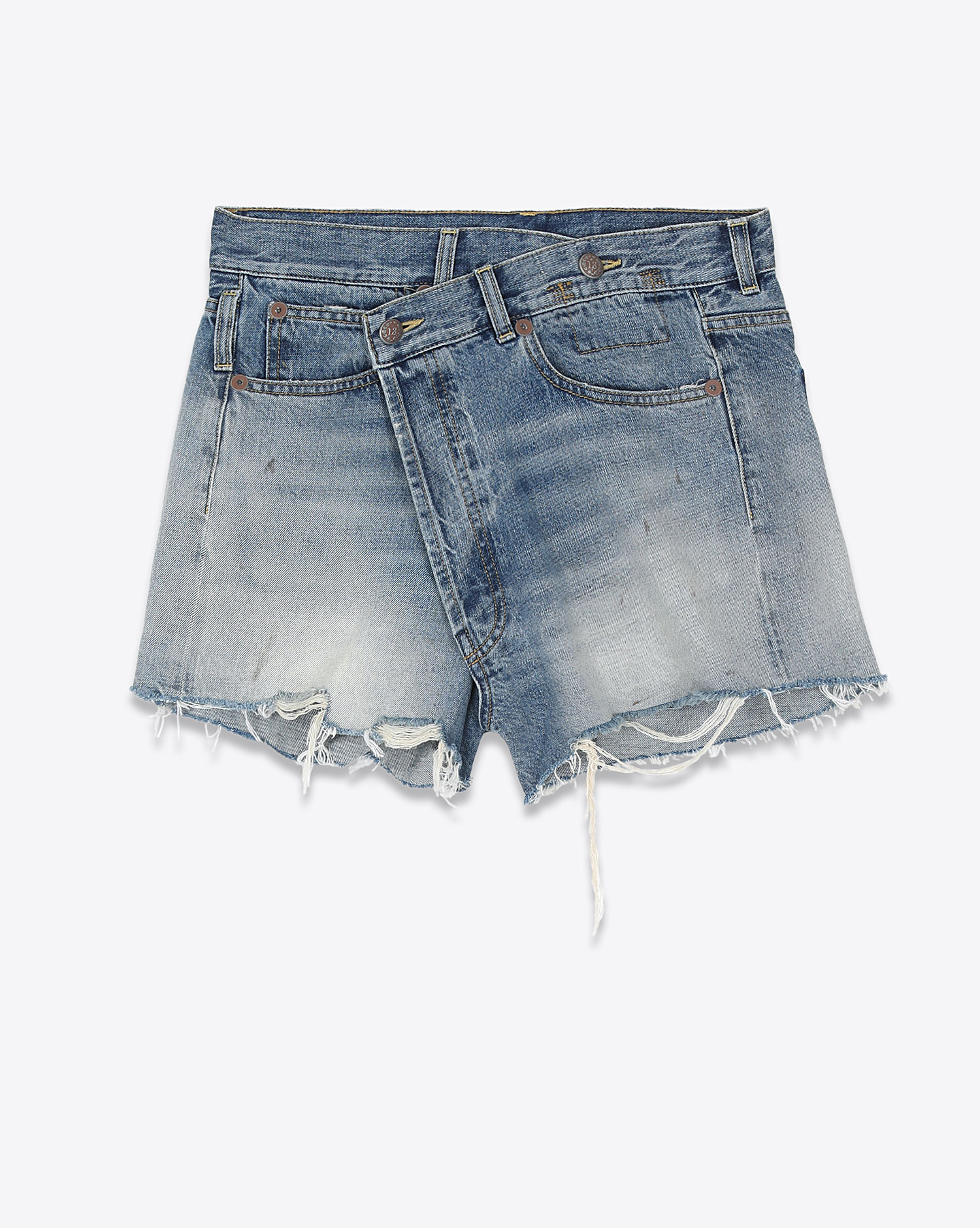 crossover mini shorts with pockets - white