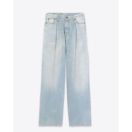 R13 Denim Collection Damon Pleated Wide Leg Lennon Blue