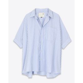 R13 Denim Collection Oversized Boxy Button Up Shirt Light Blue Wide