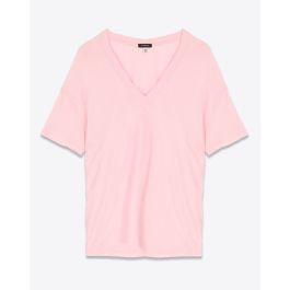 R13 Denim Tee Shirt V Neck Boxy Rose Clair