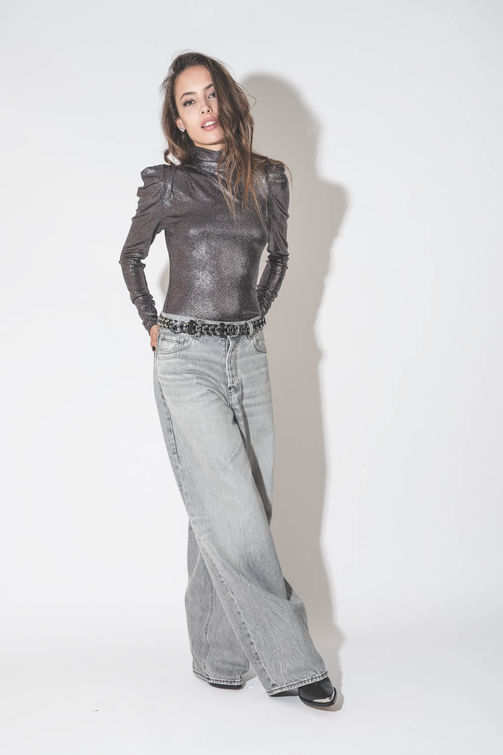 Jean baggy en denim gris clair Bethany Haikure.