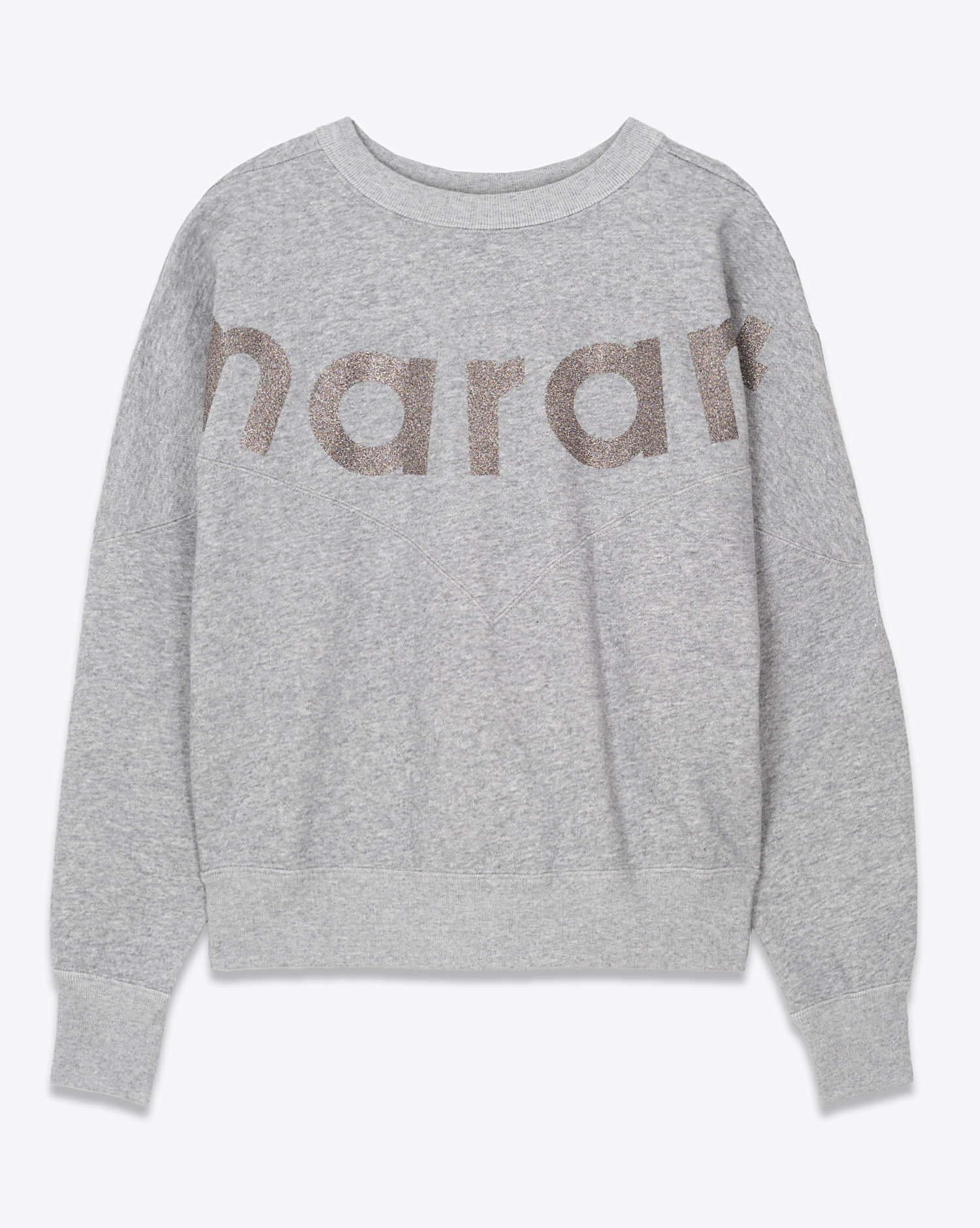 Sweat manches longues Houston Isabel Marant Etoile en coton gris avec logo à paillettes.
