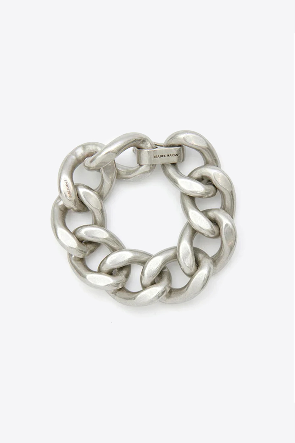 Bracelet chaine en argent métal argenté Links Isabel Marant. Face.