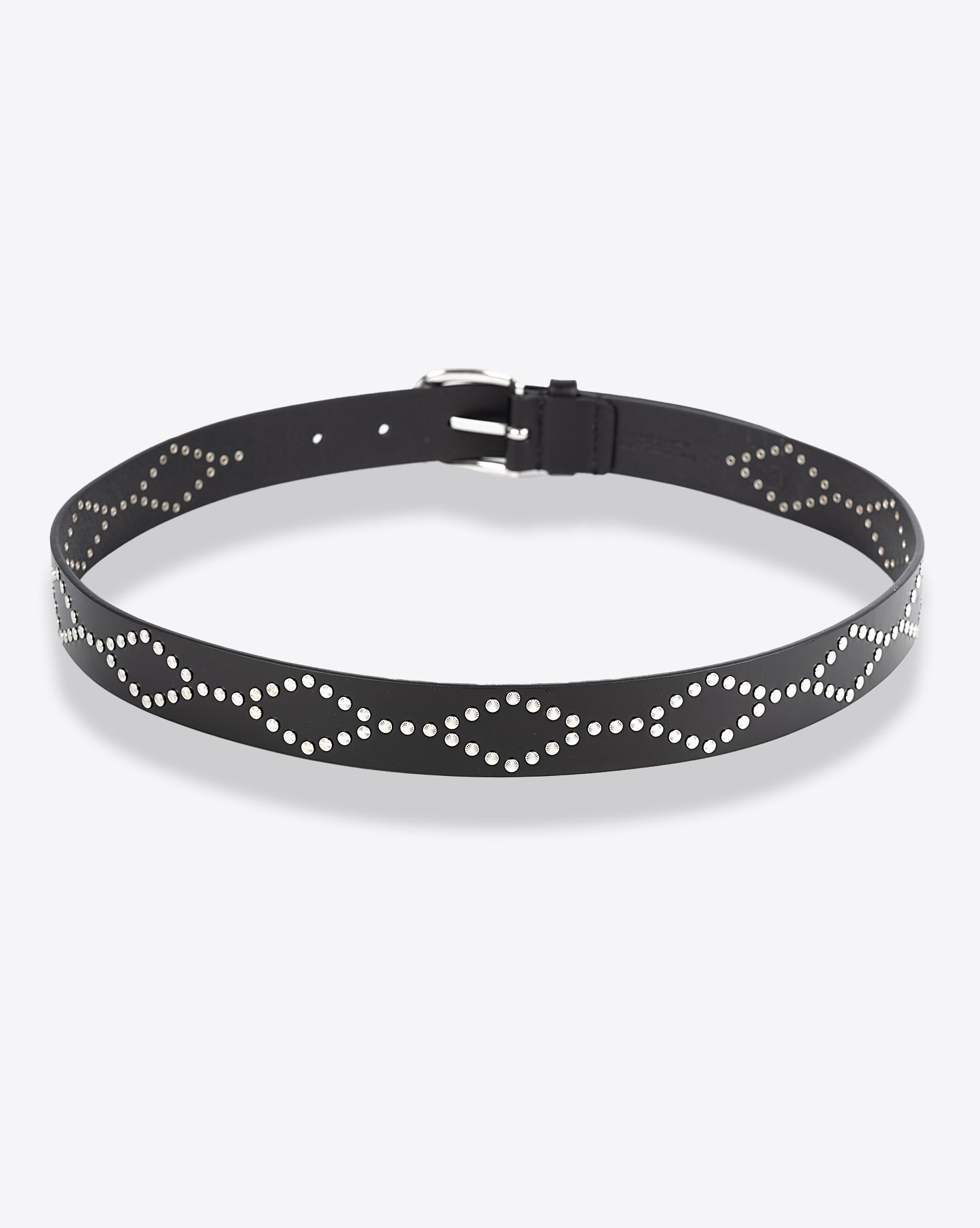 Ceinture en cuir noir clouté argenté Liliana Isabel Marant. Dos.