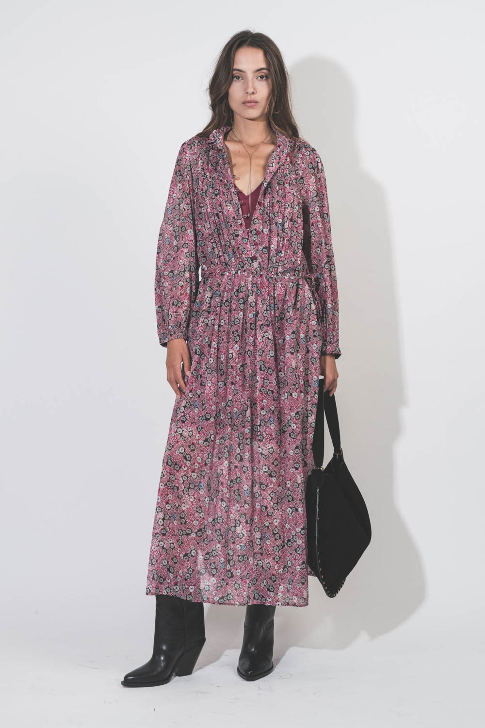 Isabel Marant Etoile Robe Dalida Framboise Noir