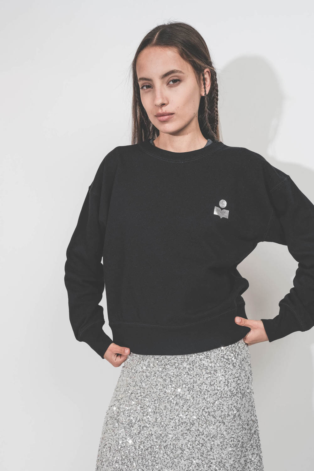 Isabel Marant Etoile Sweatshirt Mobyla Noir Argent 