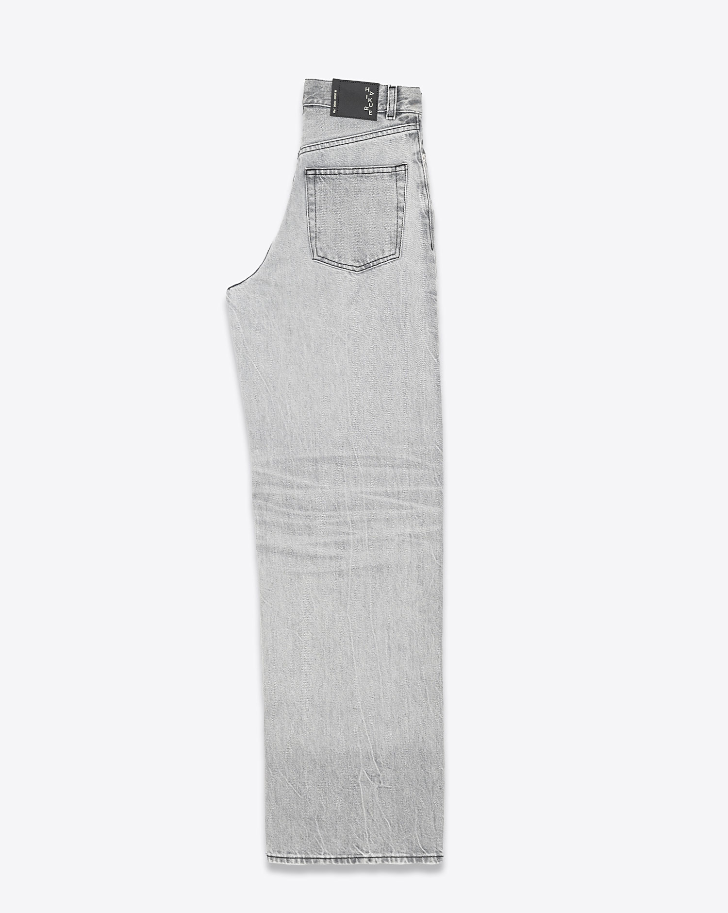 Jean taille basse large délavage gris clair Bethany Fog Grey Haikure. Profil.