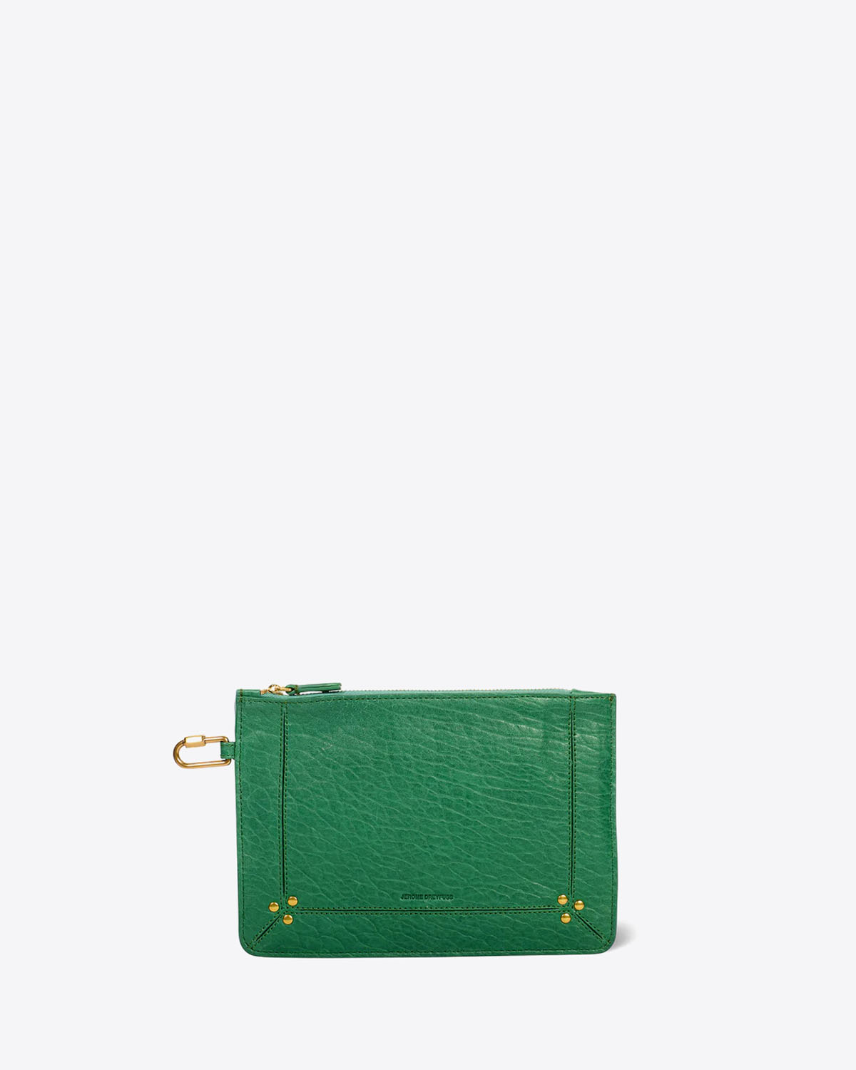 Pochette Popoche M Jérôme Dreyfuss en cuir vert. Vue face. 