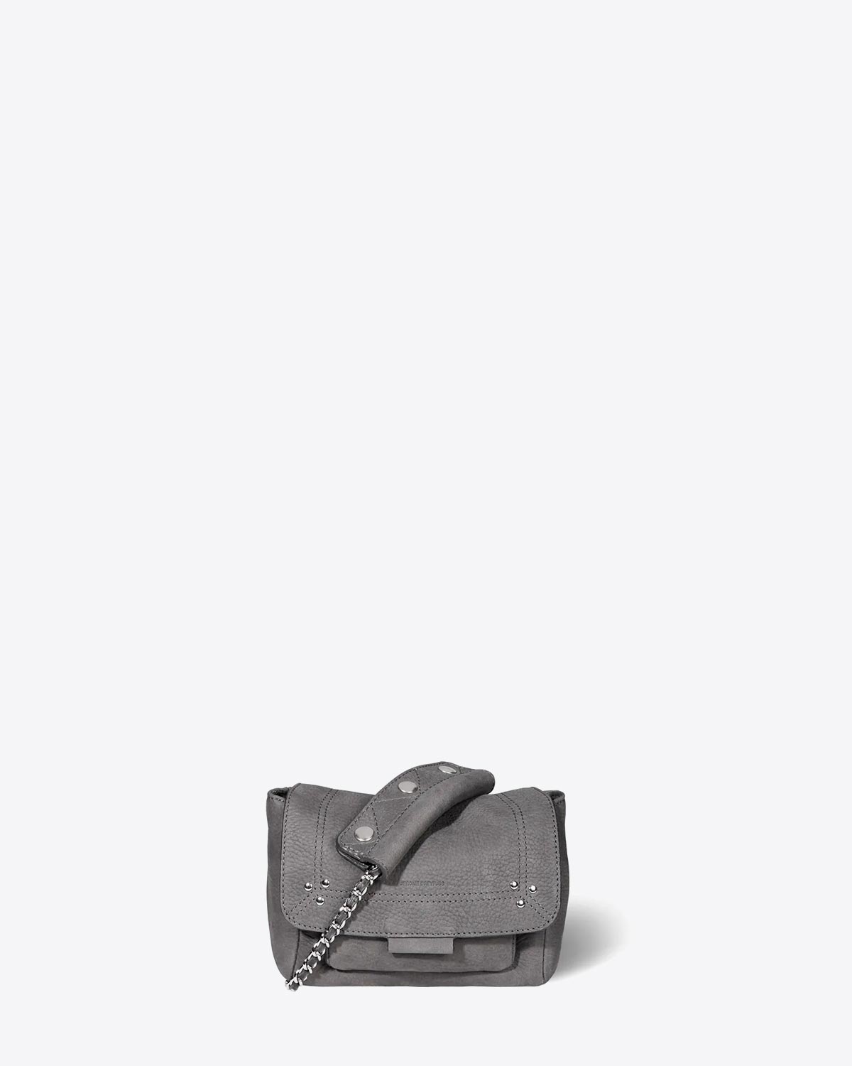 Petit sac besace Lulu S Jérôme Dreyfuss en Cuir Anthracite. Vue face. 