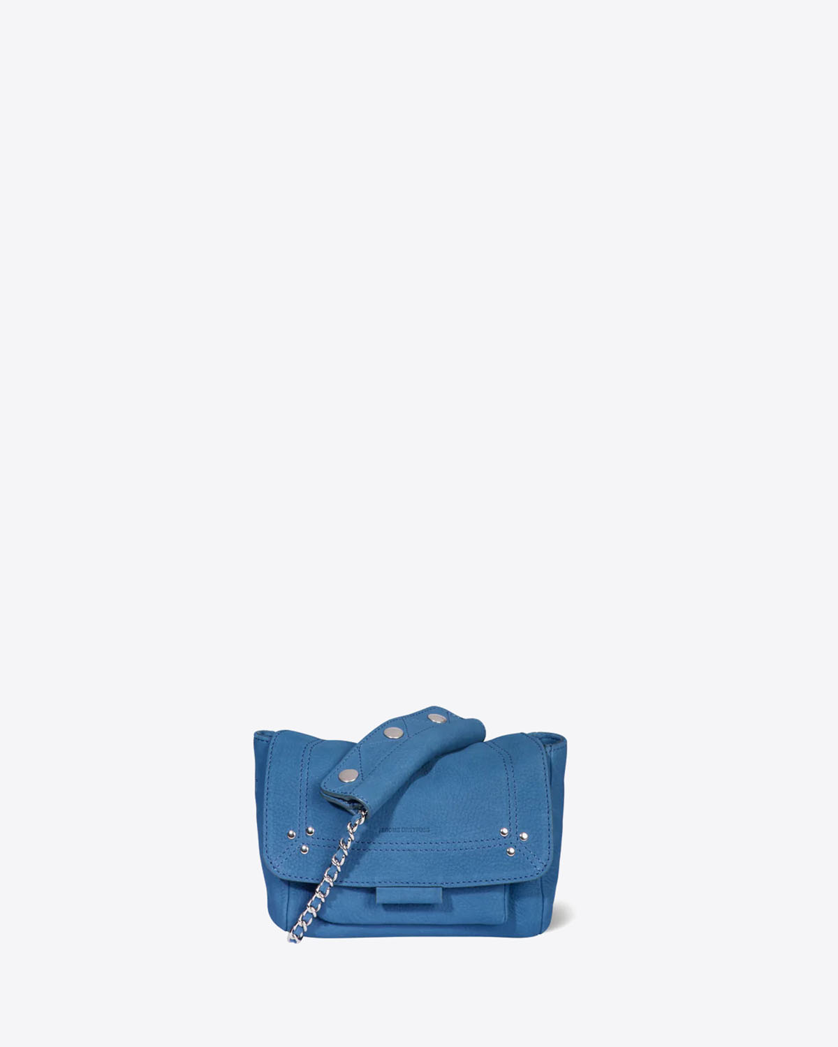 Petit Sac Lulu S Jérôme Dreyfuss en cuir suédé nubuck bleu. Vue face