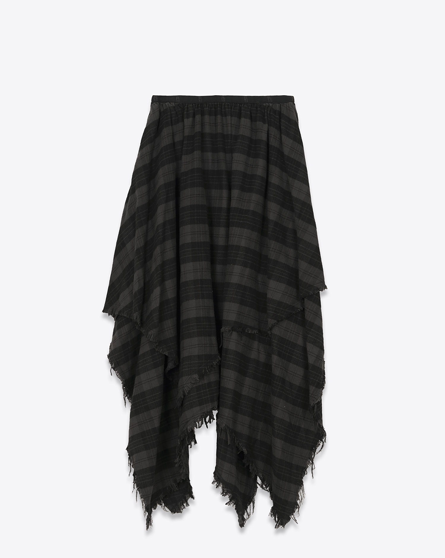 R13 Jupe Handkerchief Midi Noir Plaid