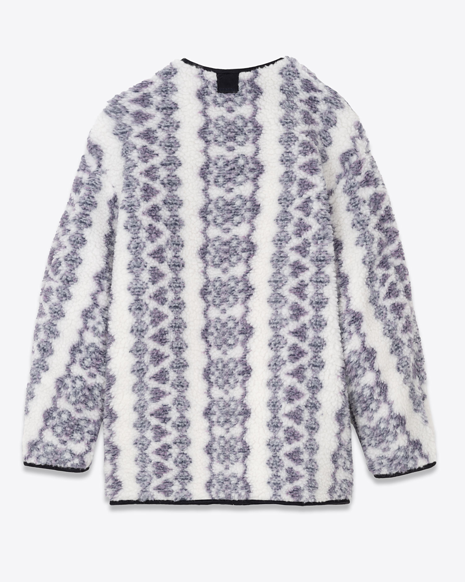 Manteau réversible effet mouton imprimé écru violet matelassé marine Memma Isabel Marant Etoile. Dos imprimé.