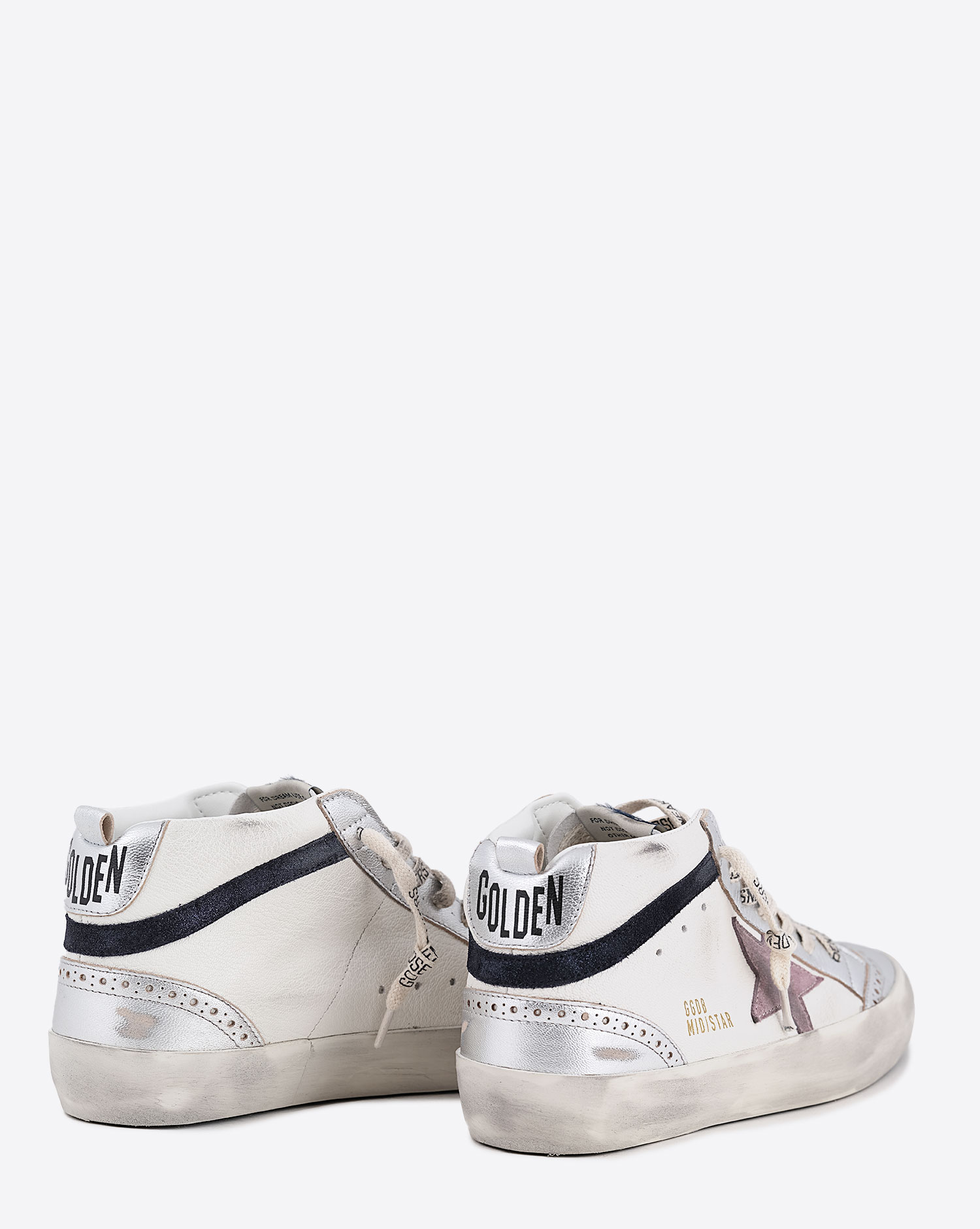 Golden Goose Femme Sneakers Mid Star Blanc Argent Mauve 11922