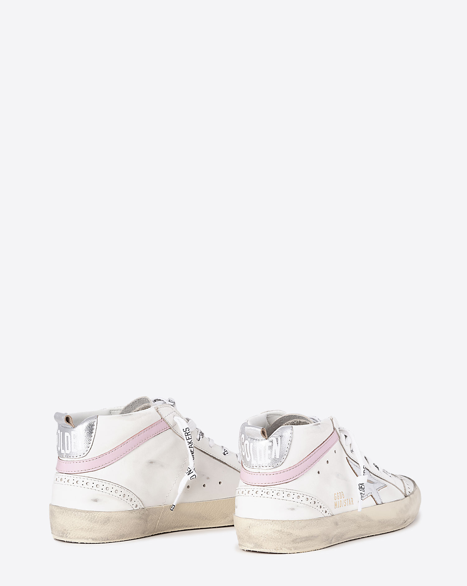 Golden Goose Femme Sneakers Mid Star Blanc Argent Rose 11115