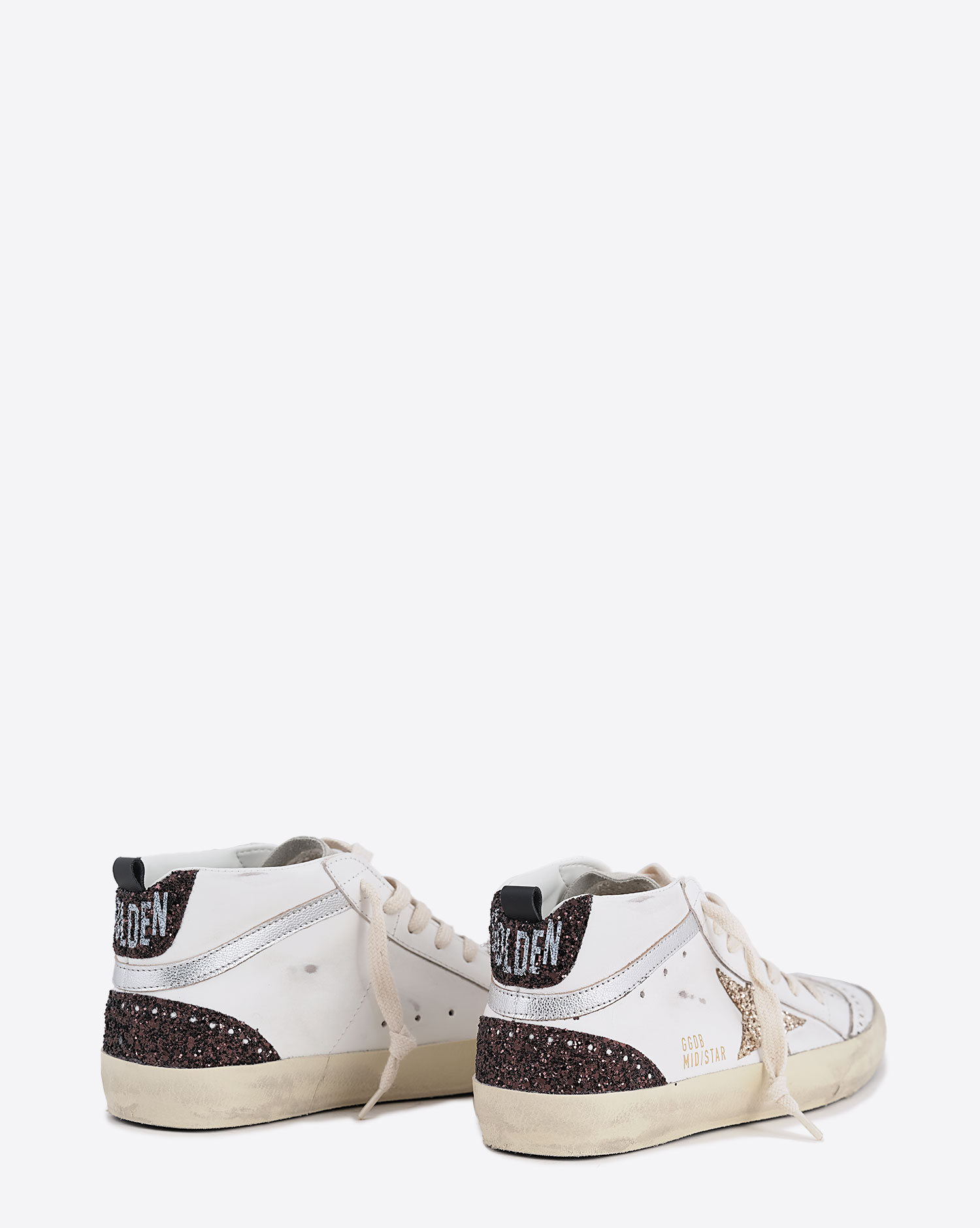 Golden Goose Femme Sneakers Mid Star Blanc Marron Or 11923