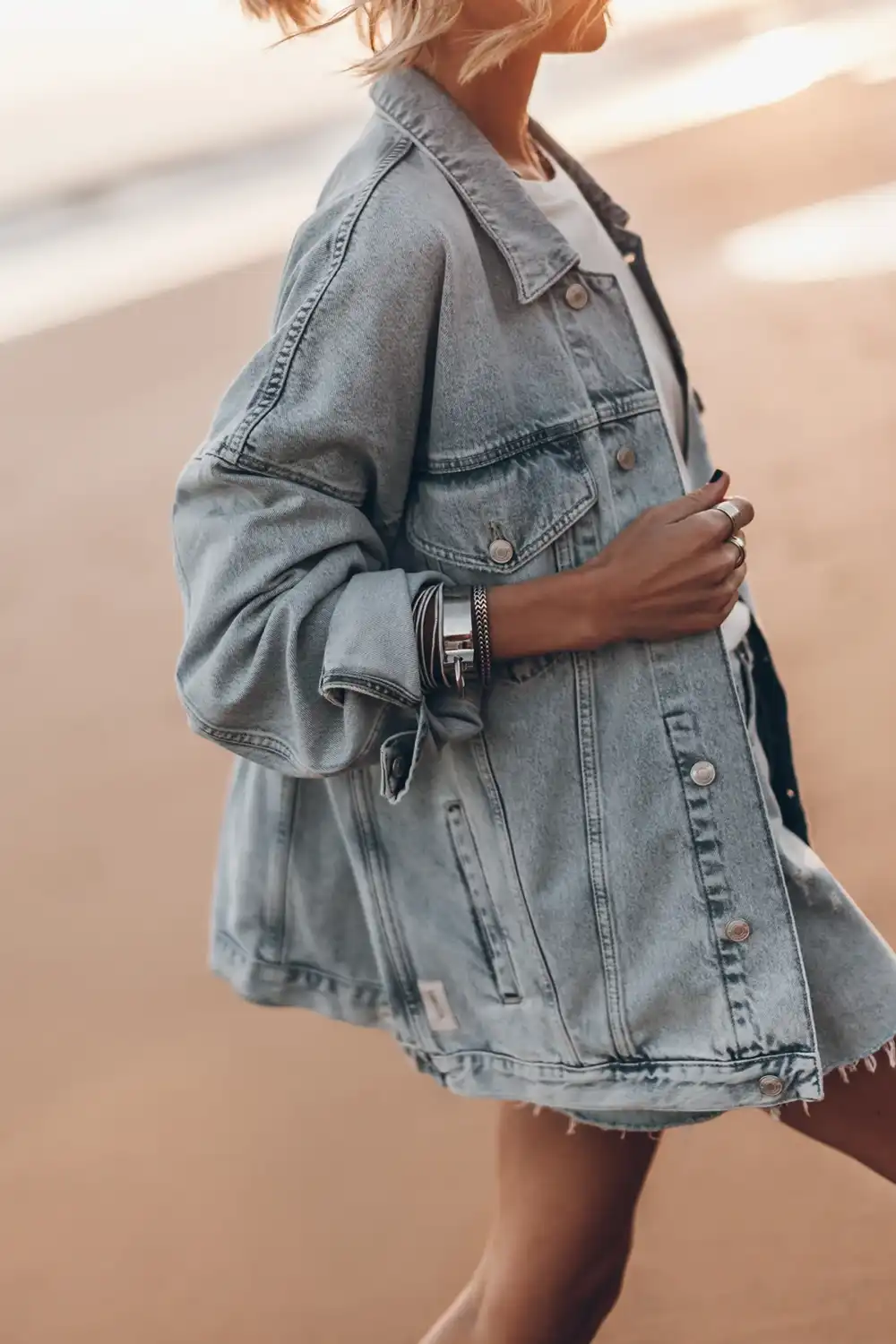 Mikuta Veste En Jean Oversized  Bleu