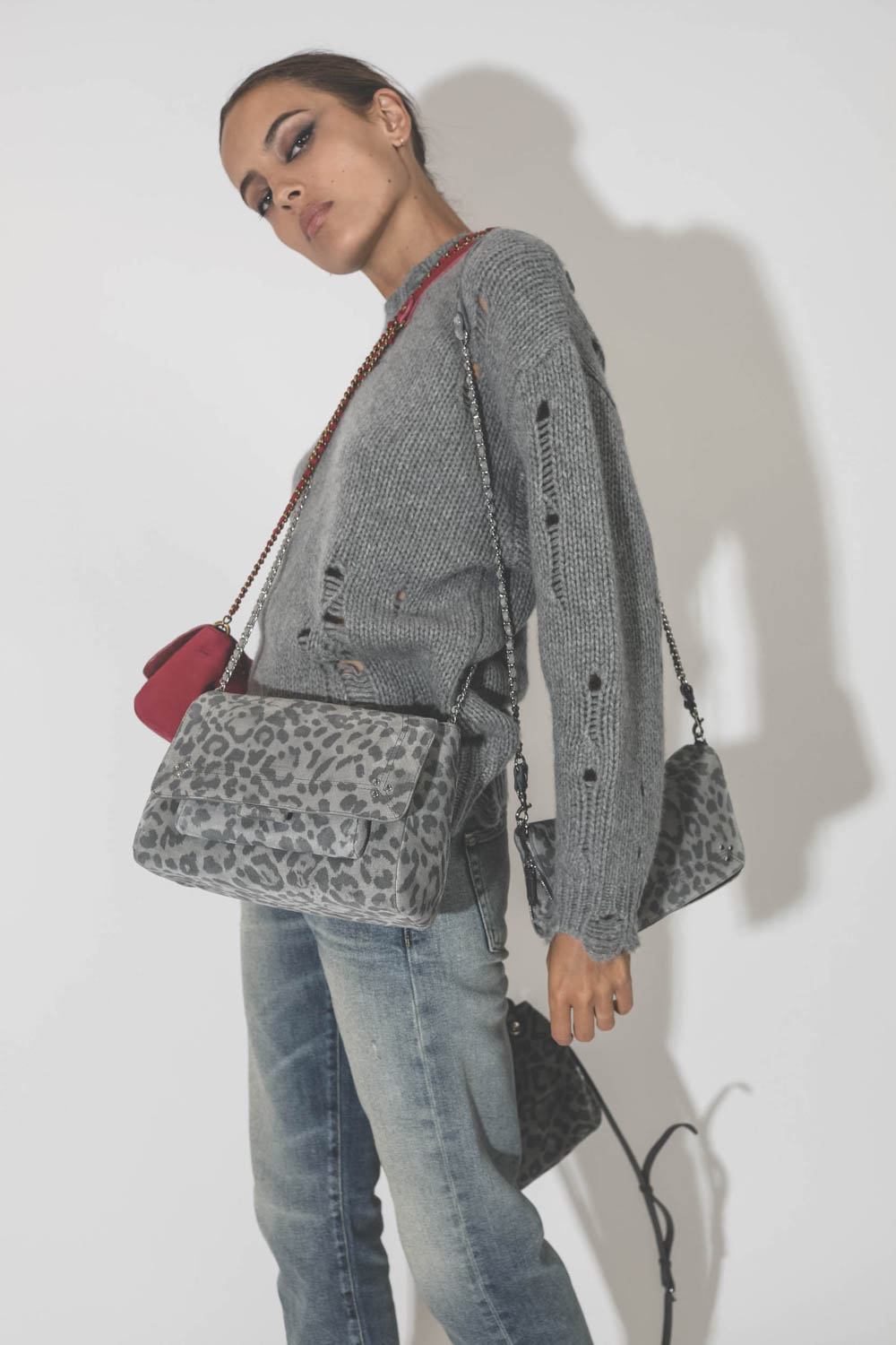 R13 Denim Pull Oversized Cachemire Gris Chin