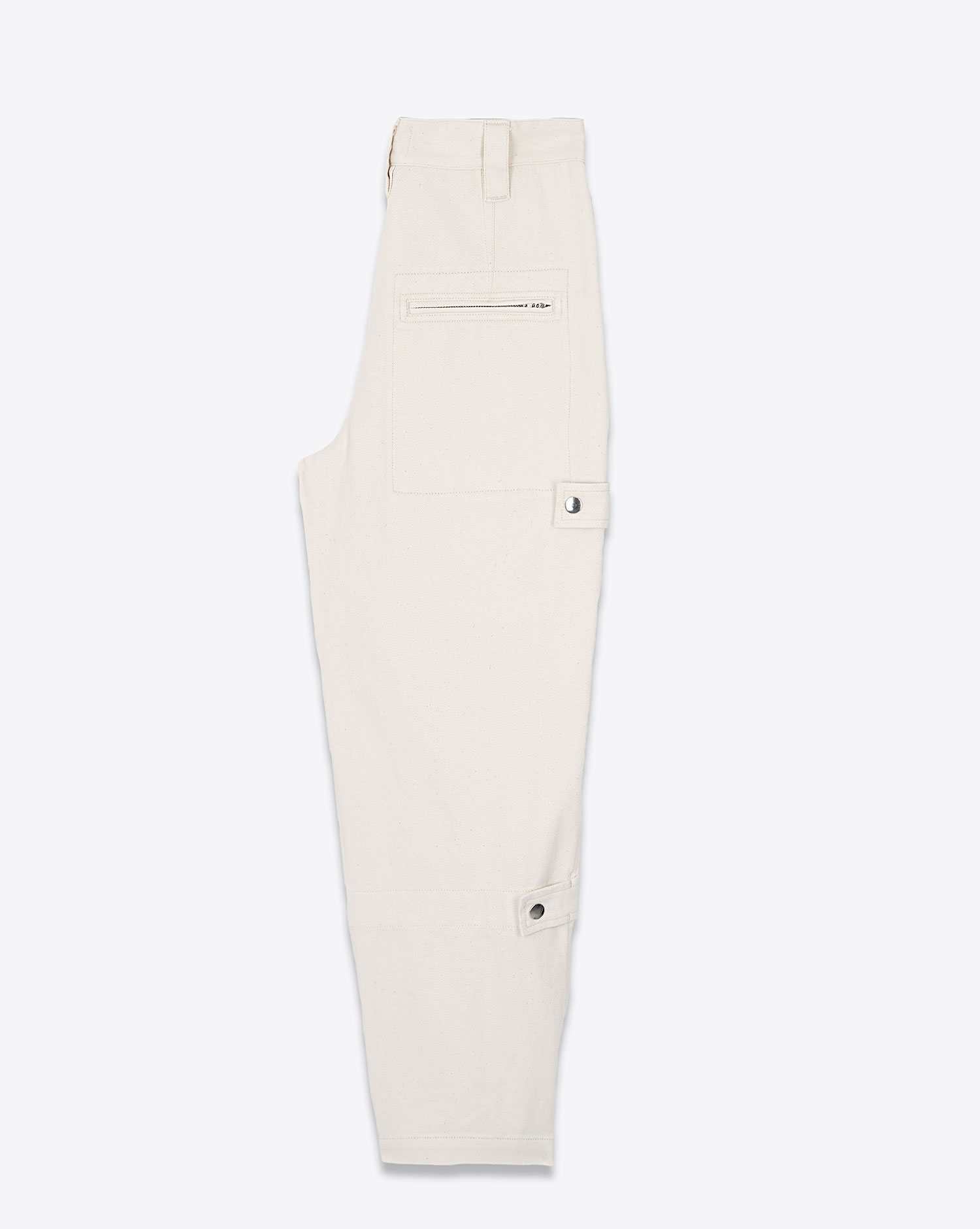 Pantalon large taille haute avec poches Cargo en toile écrue Jannick Isabel Marant Etoile. 