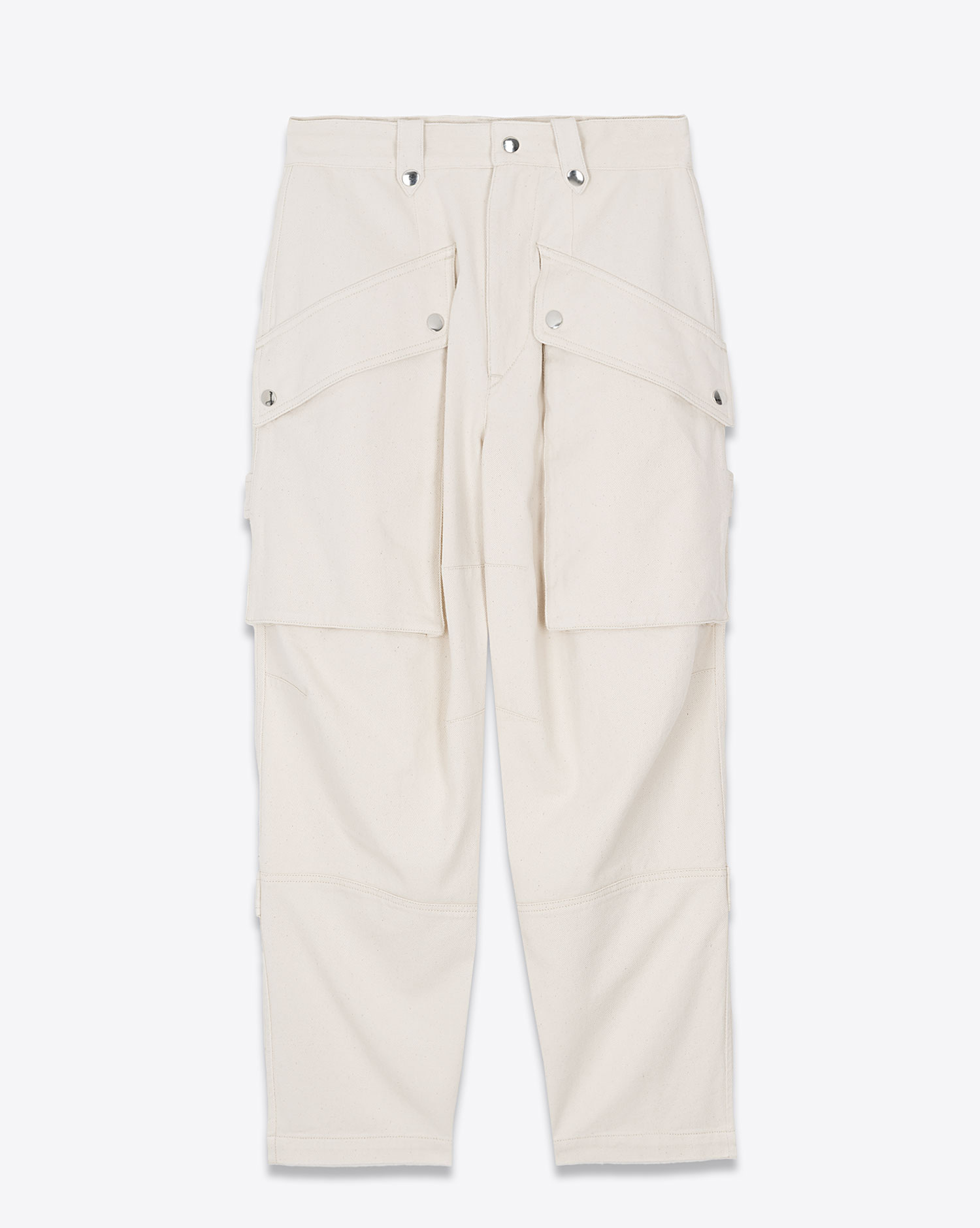 Pantalon large taille haute avec poches Cargo en toile écrue Jannick Isabel Marant Etoile. Face.