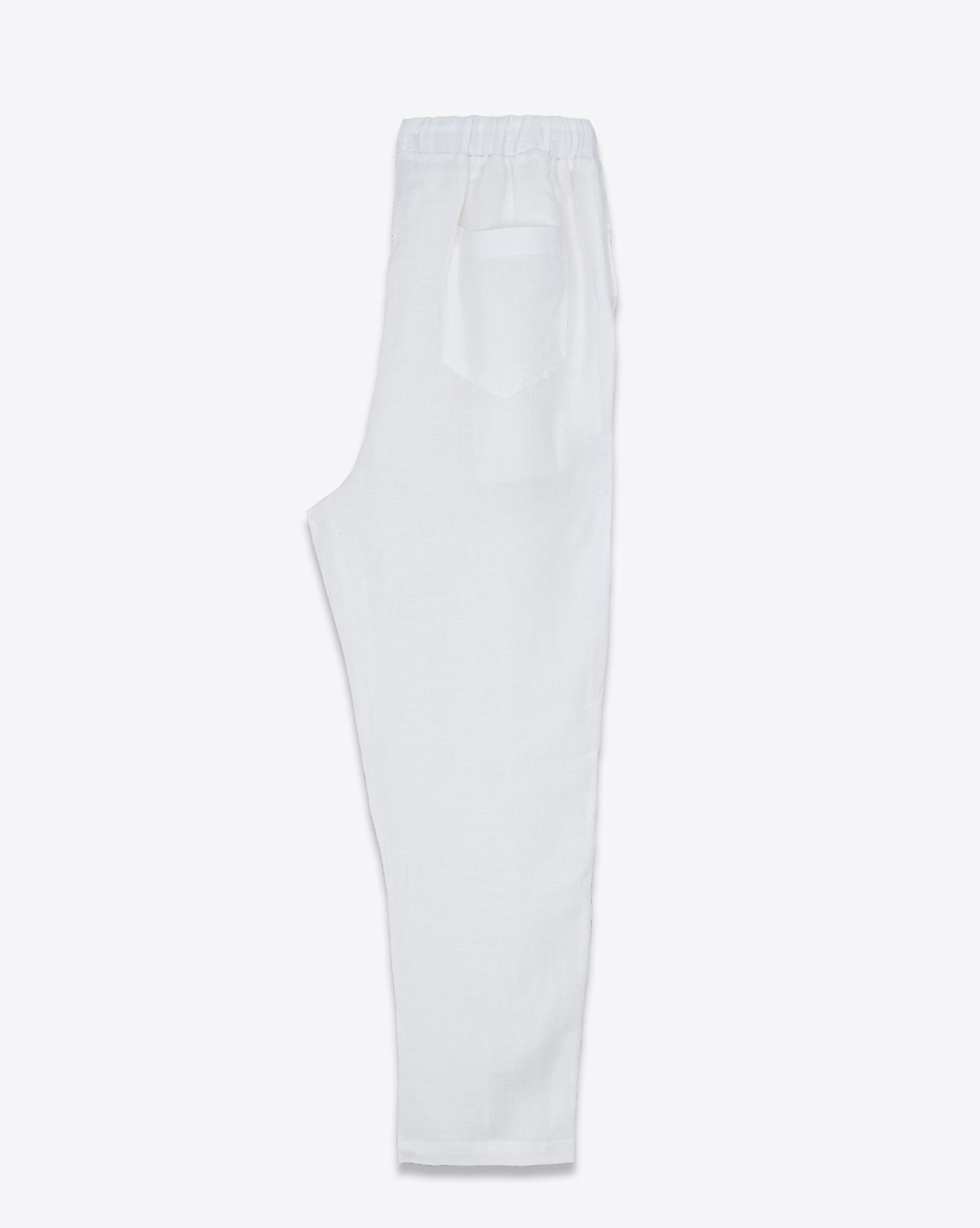 Mikuta pantalon en lin blanc. Profil.