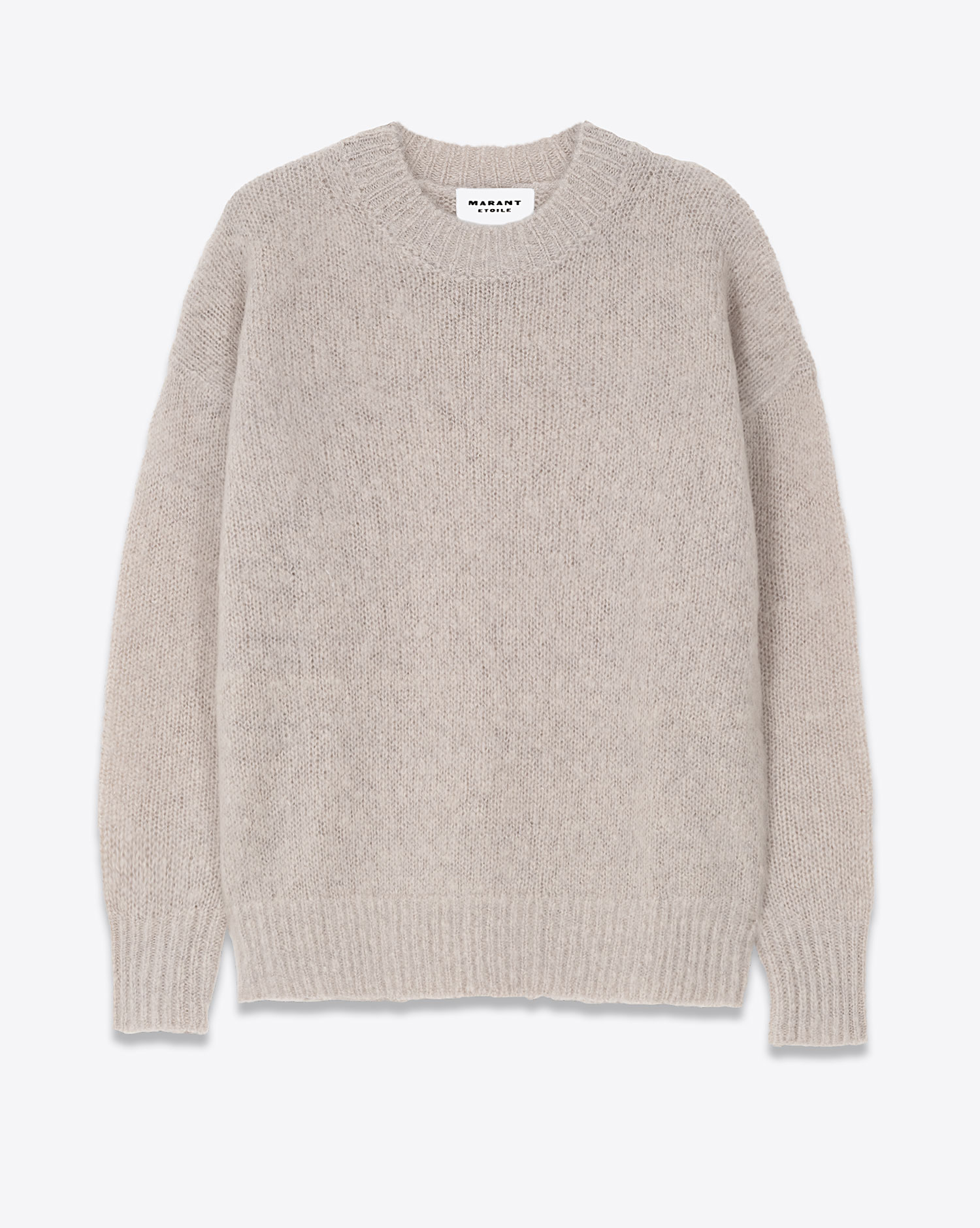 Pull en laine et mohair col rond beige Enya Isabel Marant Etoile. Face.