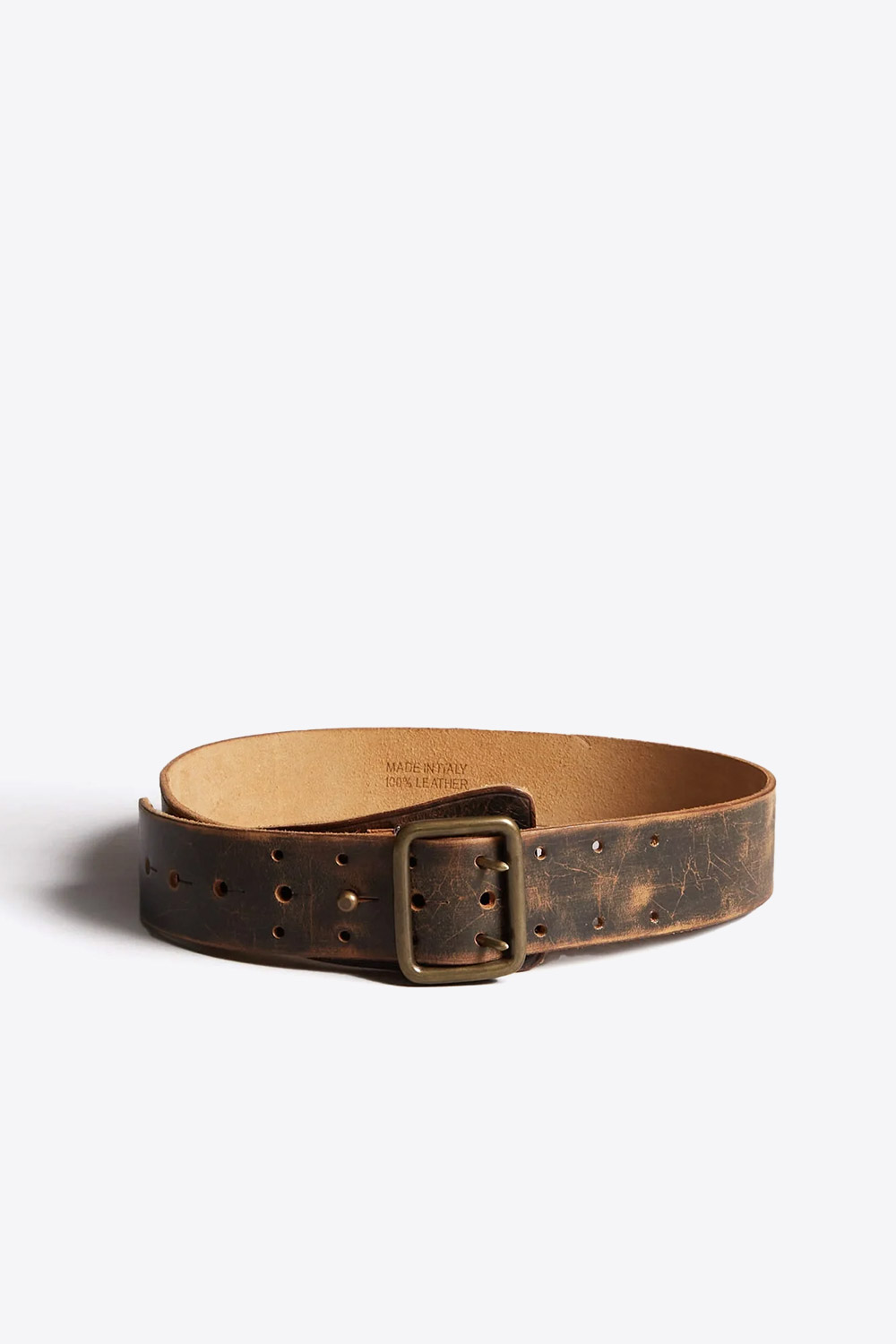 Ceinture en cuir marron esprit militaire r13. 