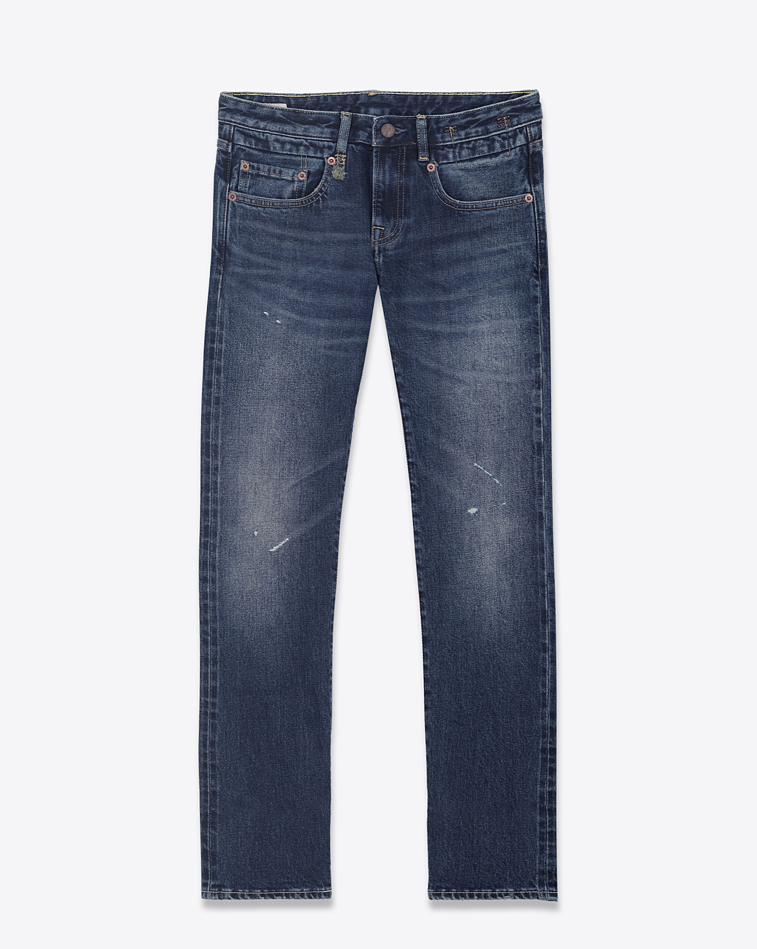 Jean taille basse Boy Straight délavage bleu Winnett Selvedge blue R13 denim. 