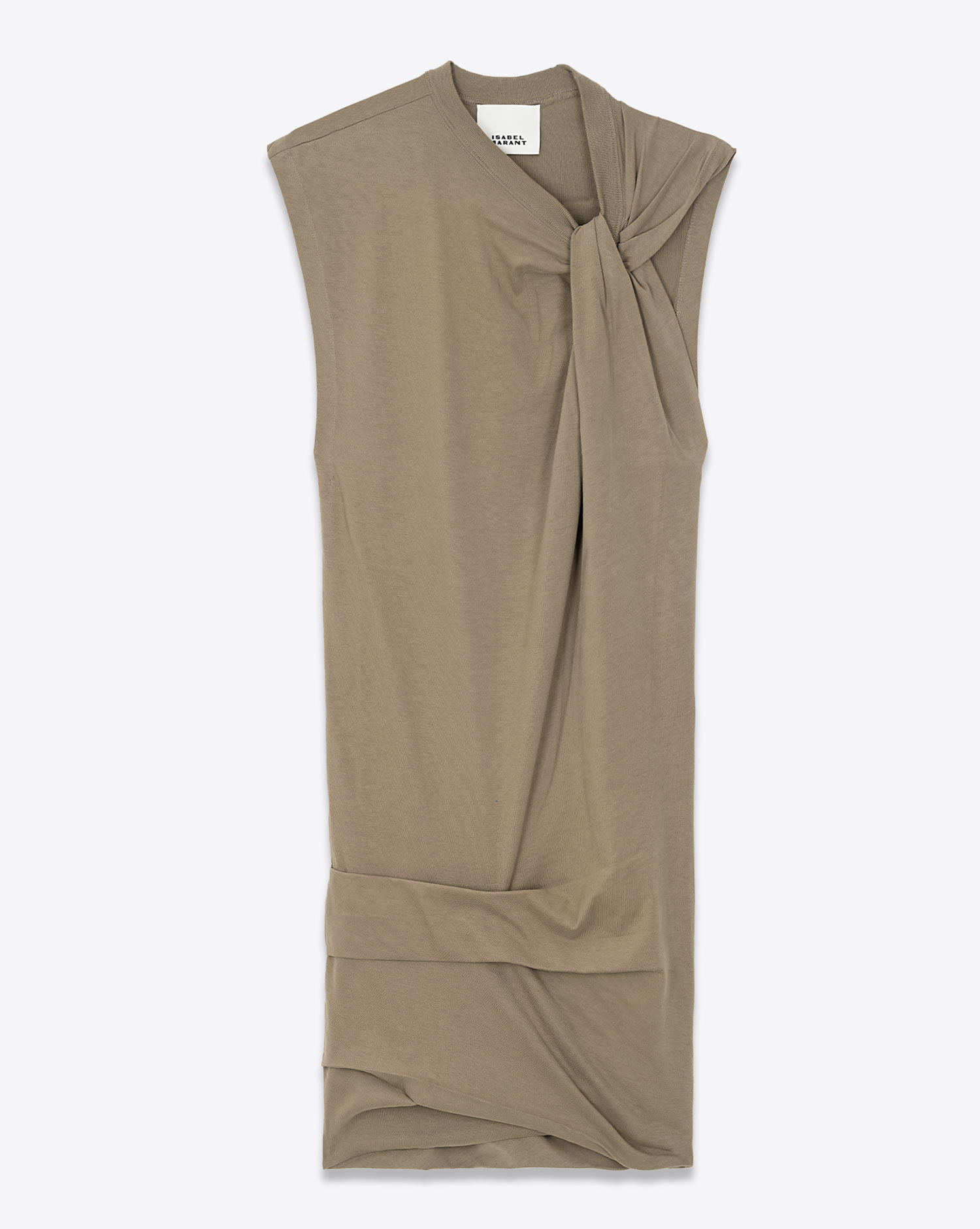 Robe Leany Isabel Marant Etoile en coton kaki clair. Vue face. 