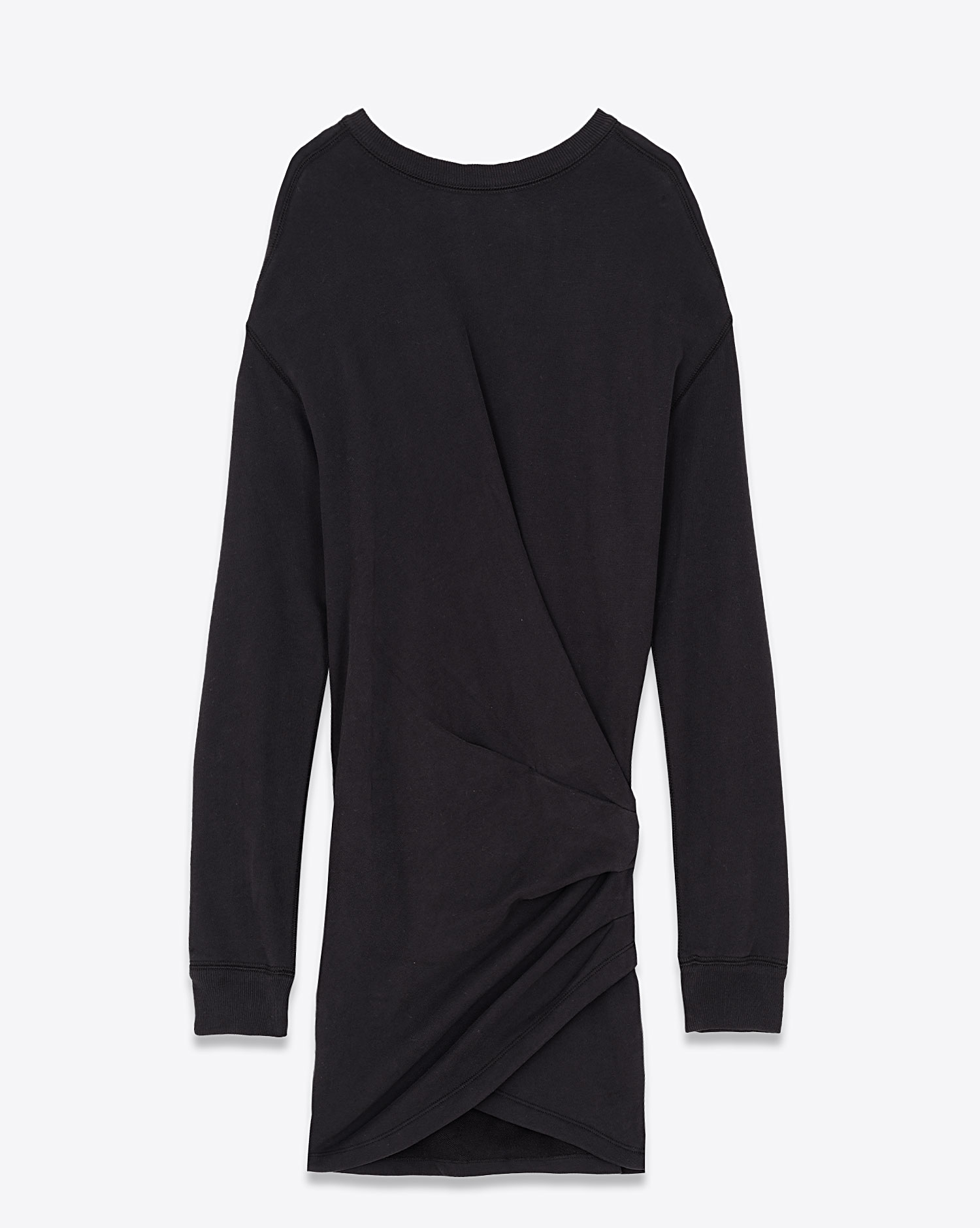 Robe courte manches longues en sweat drapée sur le devant Noir Pipper Isabel Marant Etoile. Face. 