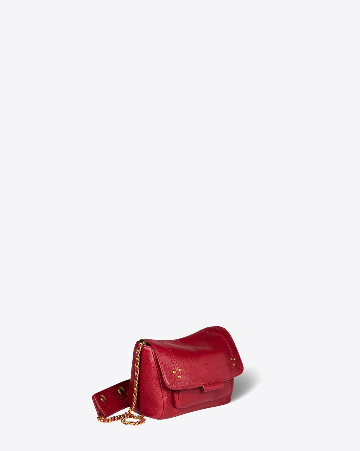 Sac Lulu S Jérôme Dreyfuss en cuir rouge. Vu profil.