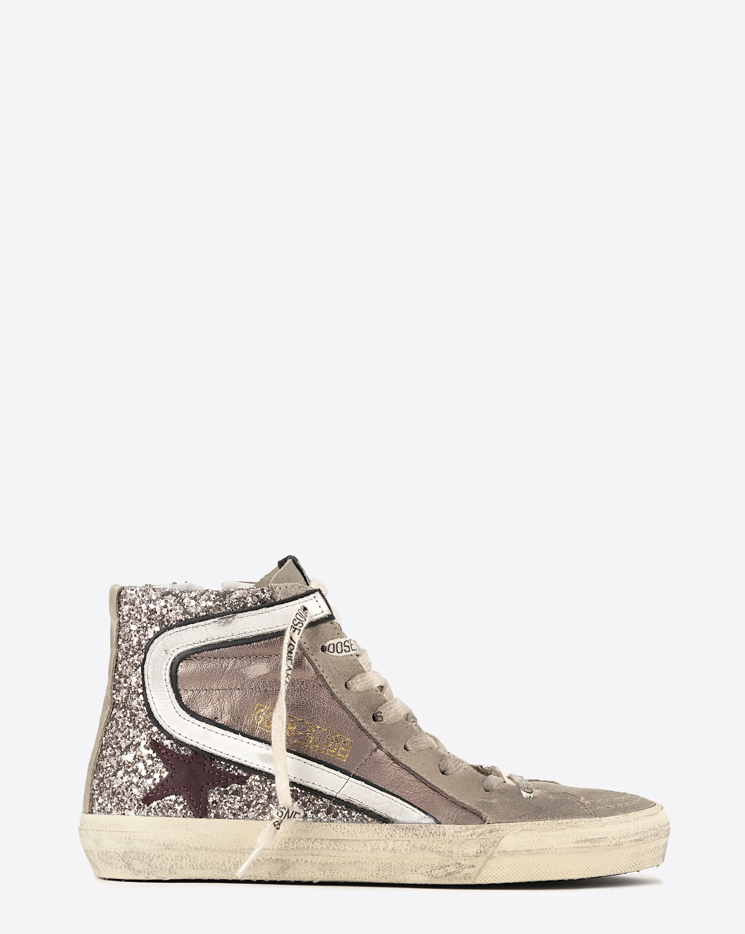 Sneakers montantes Slide Golden Goose. Vue profil. 
