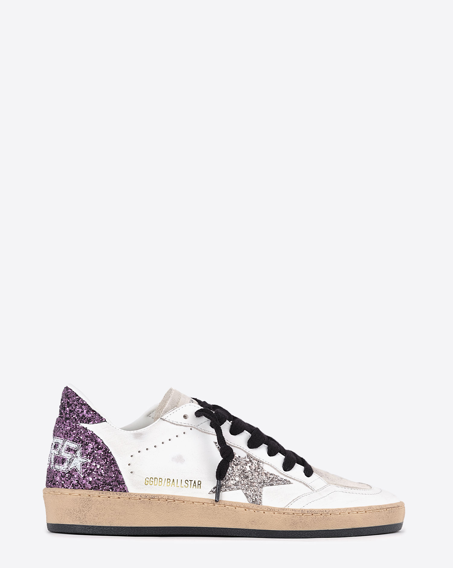 Golden Goose Femme Sneakers Ball Star Blanc Argent Violet 82865