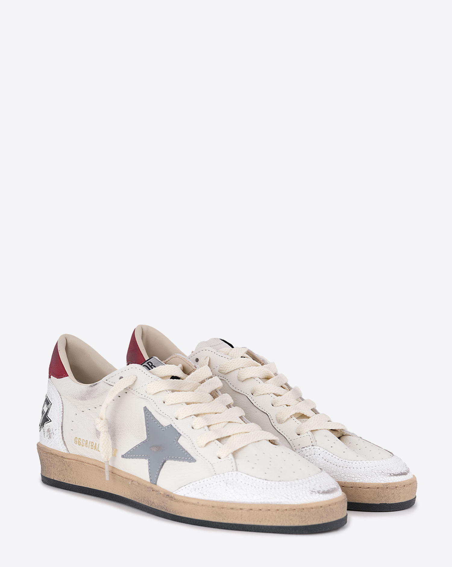 Sneakers Ball Star Golden Goose Homme en cuir Blanc Bleu Argent. 