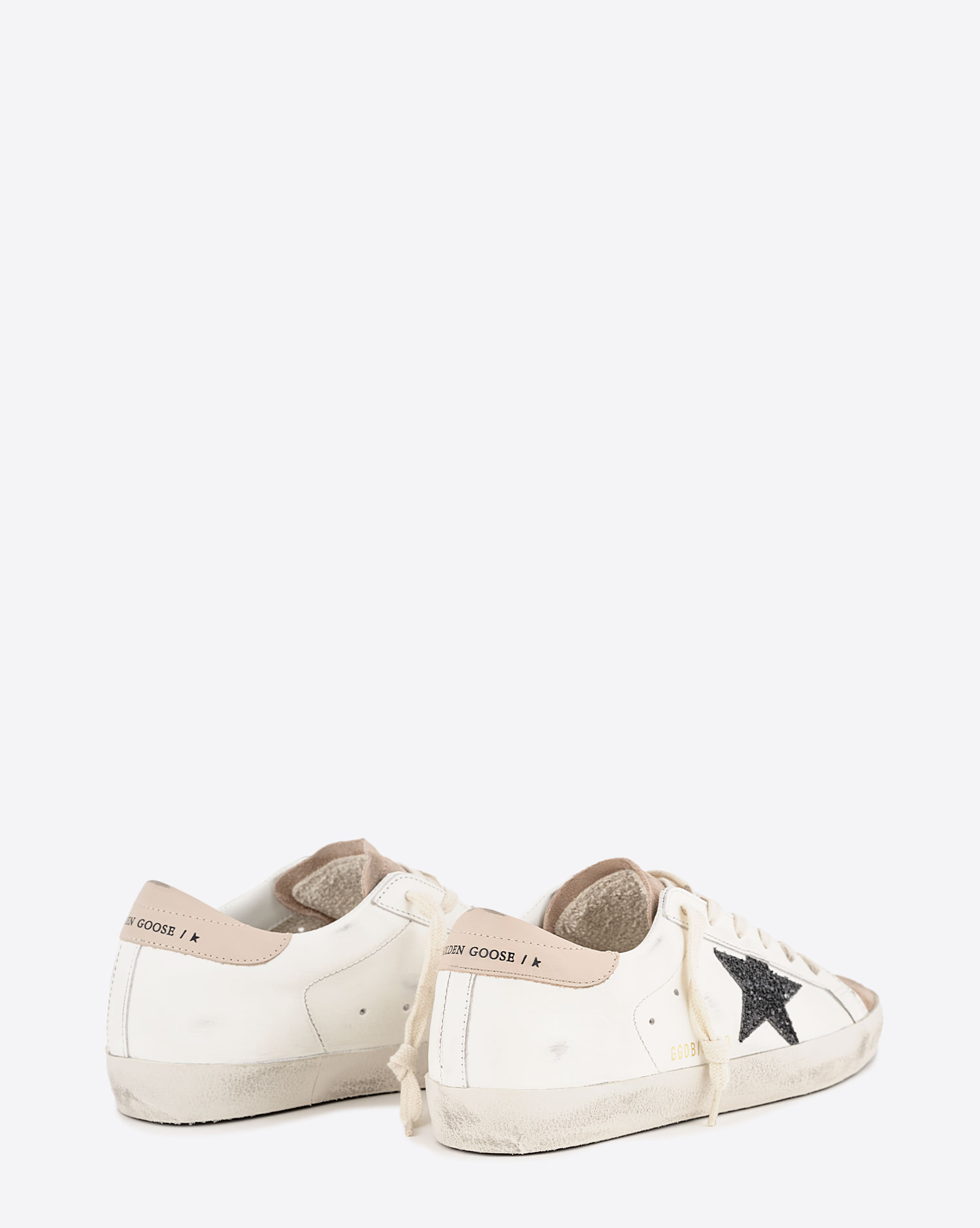 Sneakers Superstar Golden Goose en cuir Milk Rose Bleu. Vue dos. 