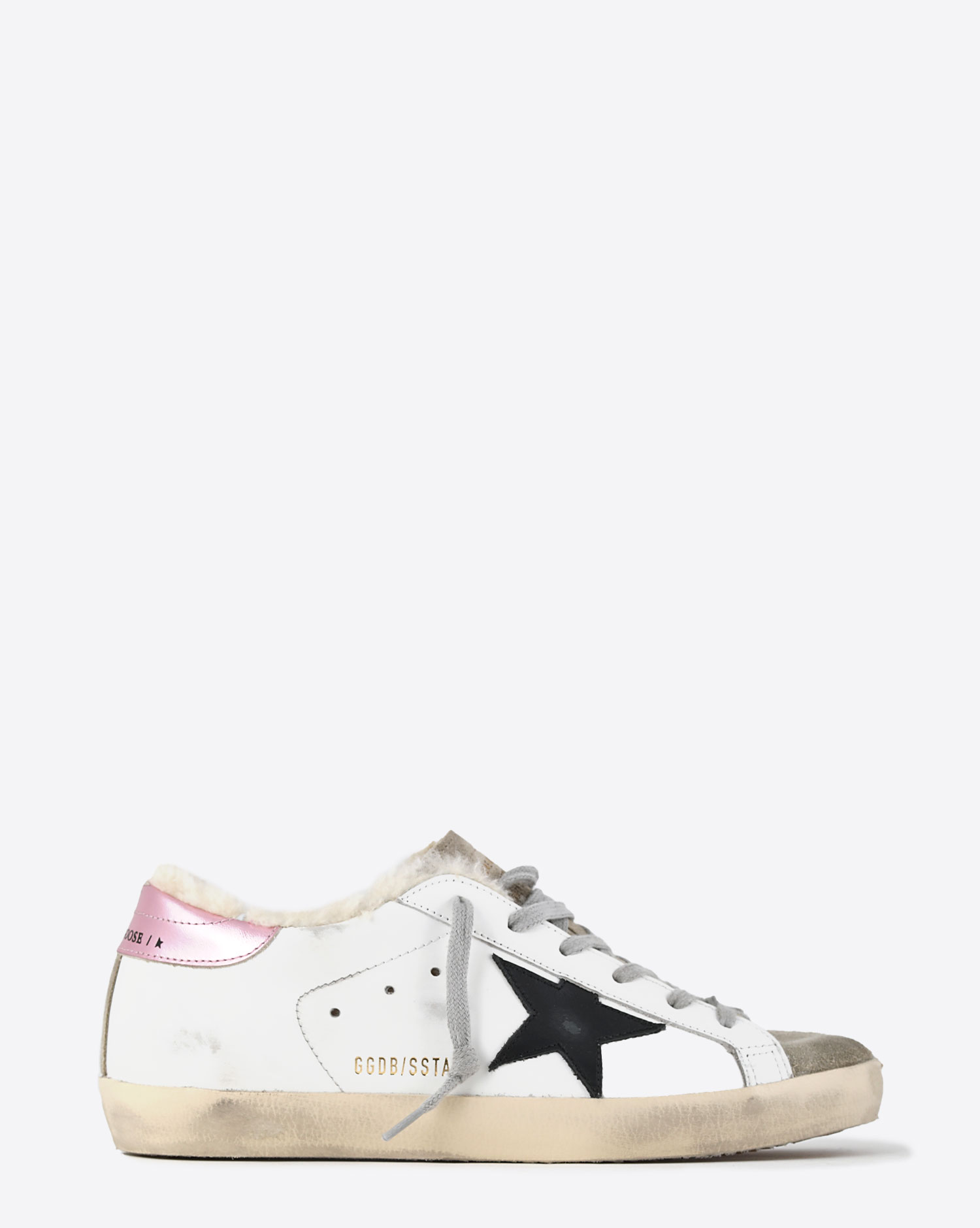 Women's Super-Star in white leather with gray suede star
